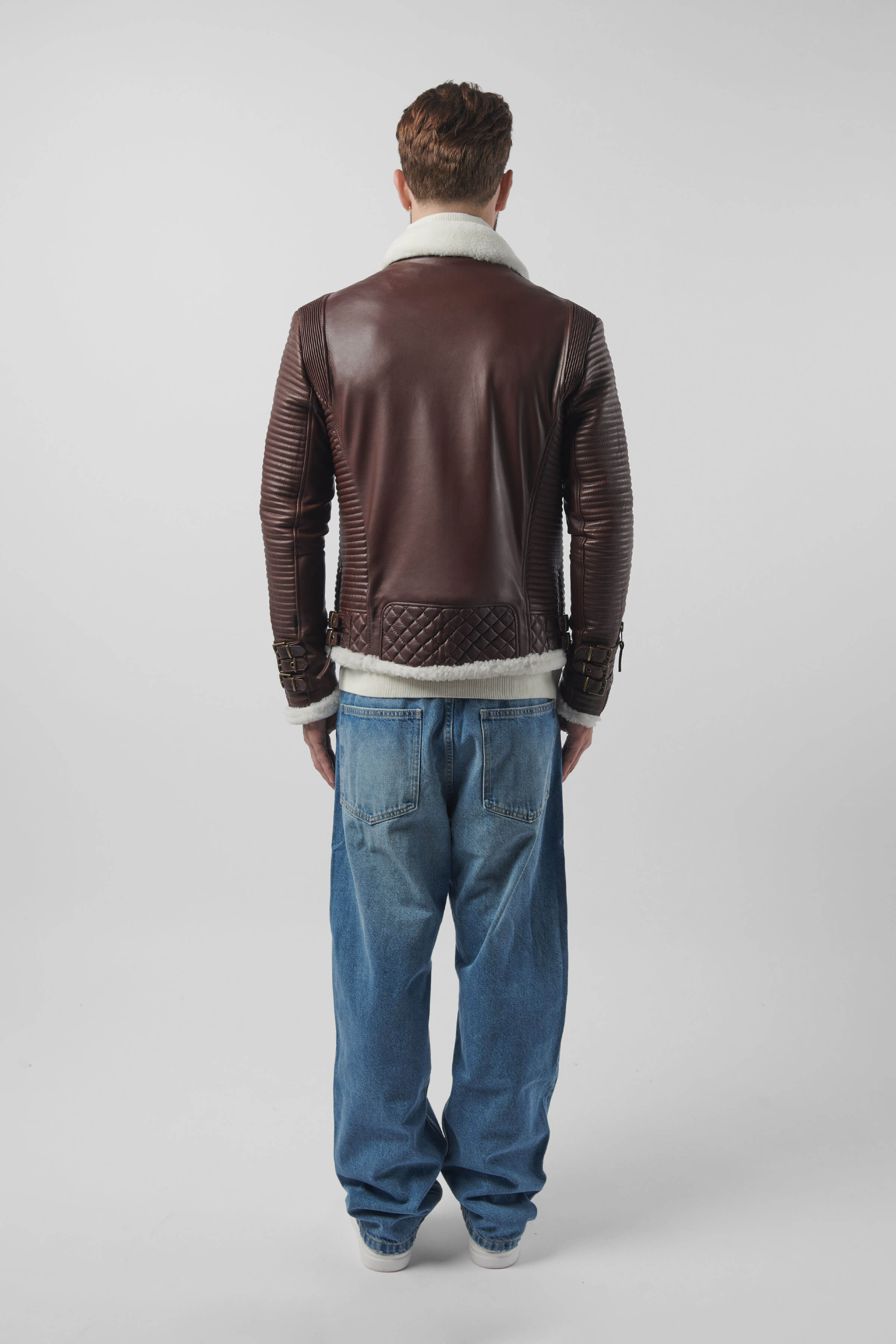 Alexander 3.0 Antique Brown Genuine Shearling Leather Jacket for Men - Winter Coat for Outdoor Adventures & Casual Style