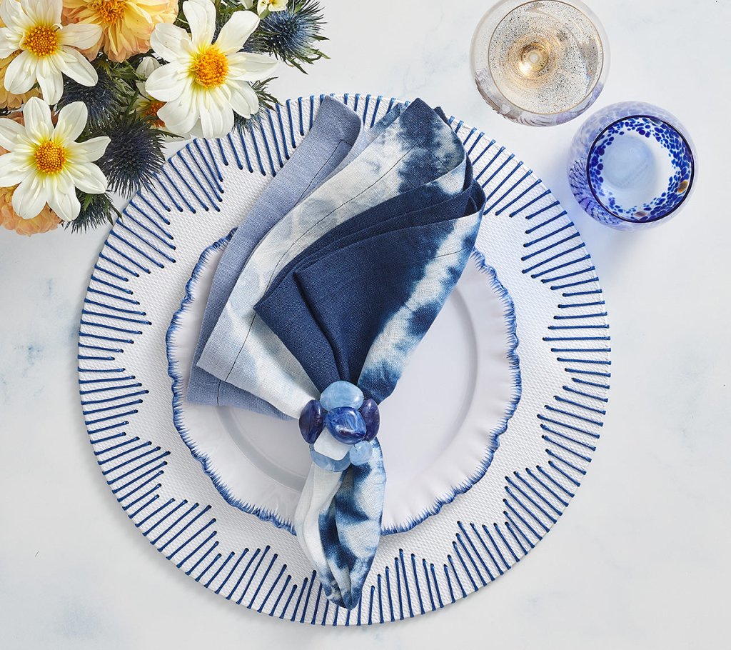 Elegant Sea Stone Napkin Rings Set of 4 - Coastal Themed Table Decor for Dinner Parties, Weddings & Home Decor