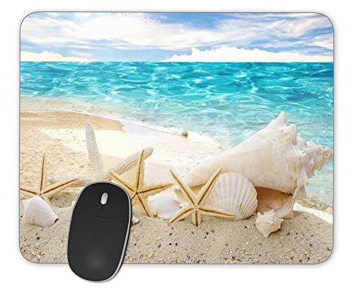 Non-Slip Rubber Mouse Pad with Beautiful Beach Seascape Design - 9.5