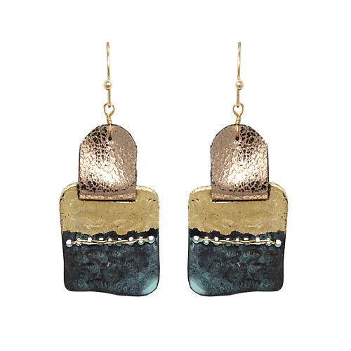 Hand Painted Patina Earrings - Unique Vintage Style Jewelry for Women - Perfect for Boho, Retro & Casual Outfits
