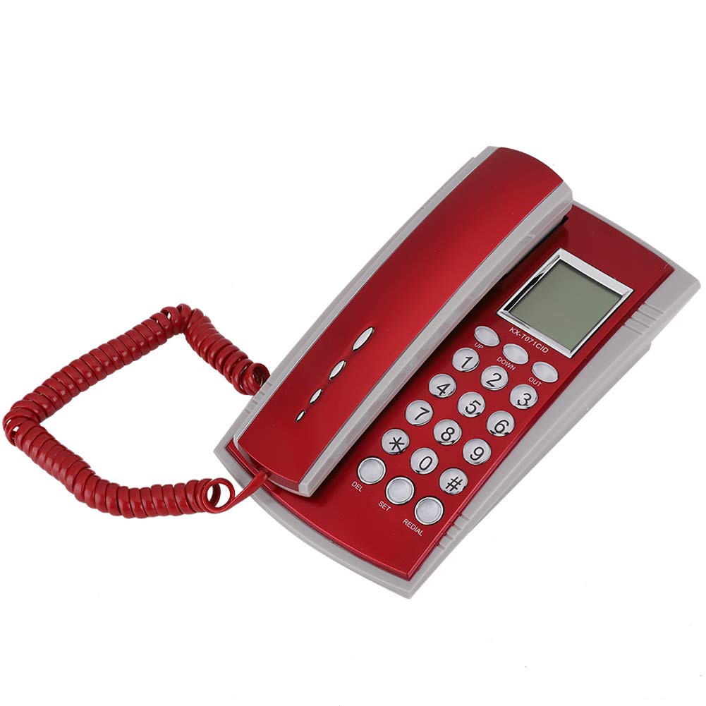 **Business Office Landline Telephone with Ergonomic Design & Noise Cancelling - Corded Desk Phone for Home, Hotel, Office (Red) - Ideal for Conference Calls & Customer Service**