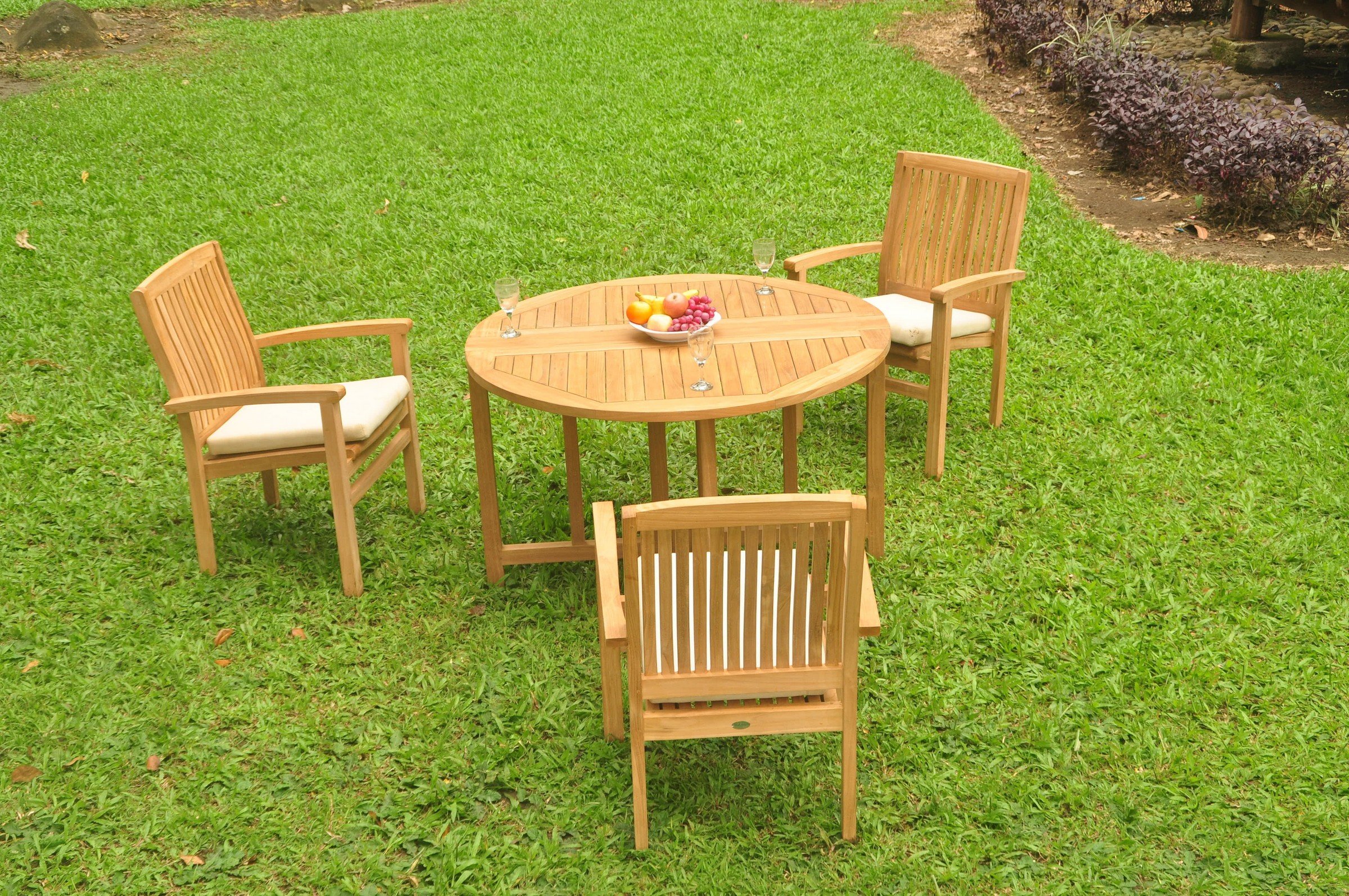 Premium 3-Piece Teak Wood Dining Set - 48