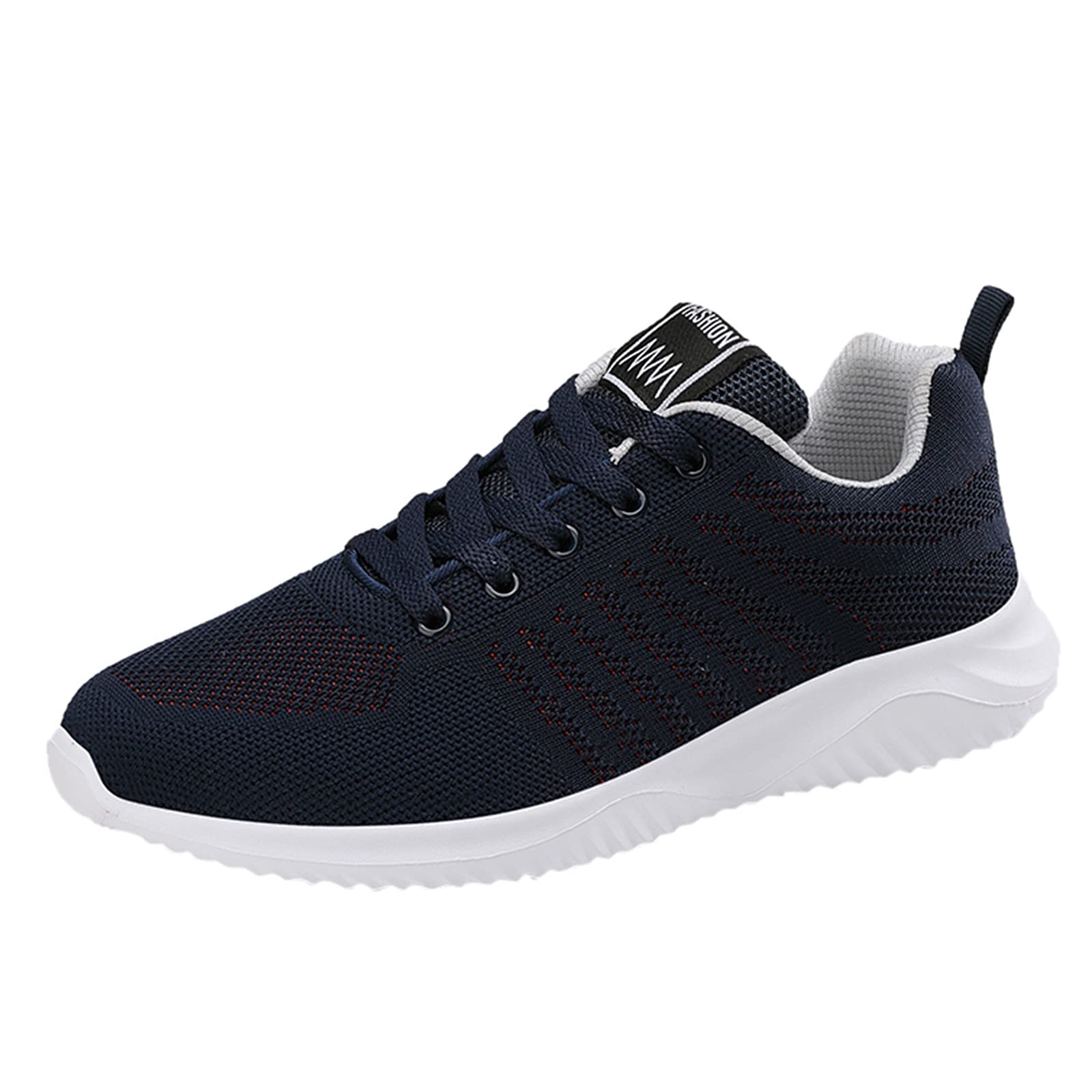 **Men's Breathable Mesh Casual Sneakers - Soft Lace-Up Sport Shoes for Walking & Running - White Fashion Sneakers for Everyday Wear & Gym**