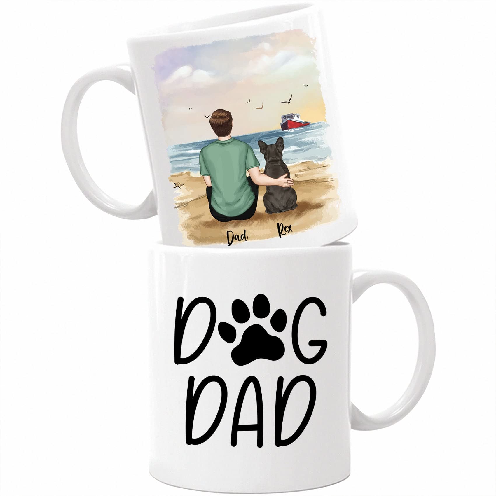 Personalized Dog Dad Coffee Mug - Best Dog Lover Gift for Him, Boyfriend or Husband - Custom 11oz & 15oz White Ceramic Cup - Perfect for Father's Day, Birthday & Pet Lovers - Enjoy Coffee, Tea or Hot Chocolate with Your Canine Companion