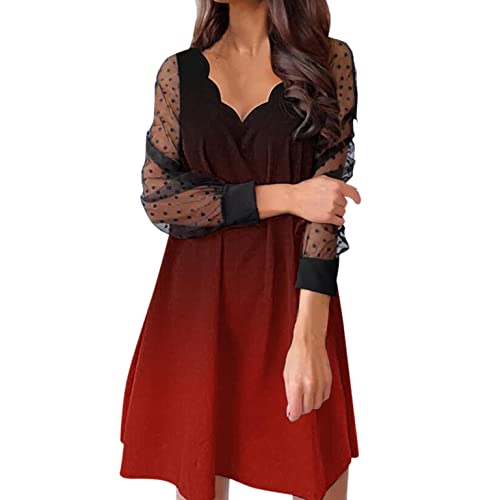 Elegant Women's A-Line Midi Dress - Long Sleeve Deep V-Neck Casual Maxi Dress for Holiday & Party Wear | Perfect for Christmas, New Year & Special Occasions