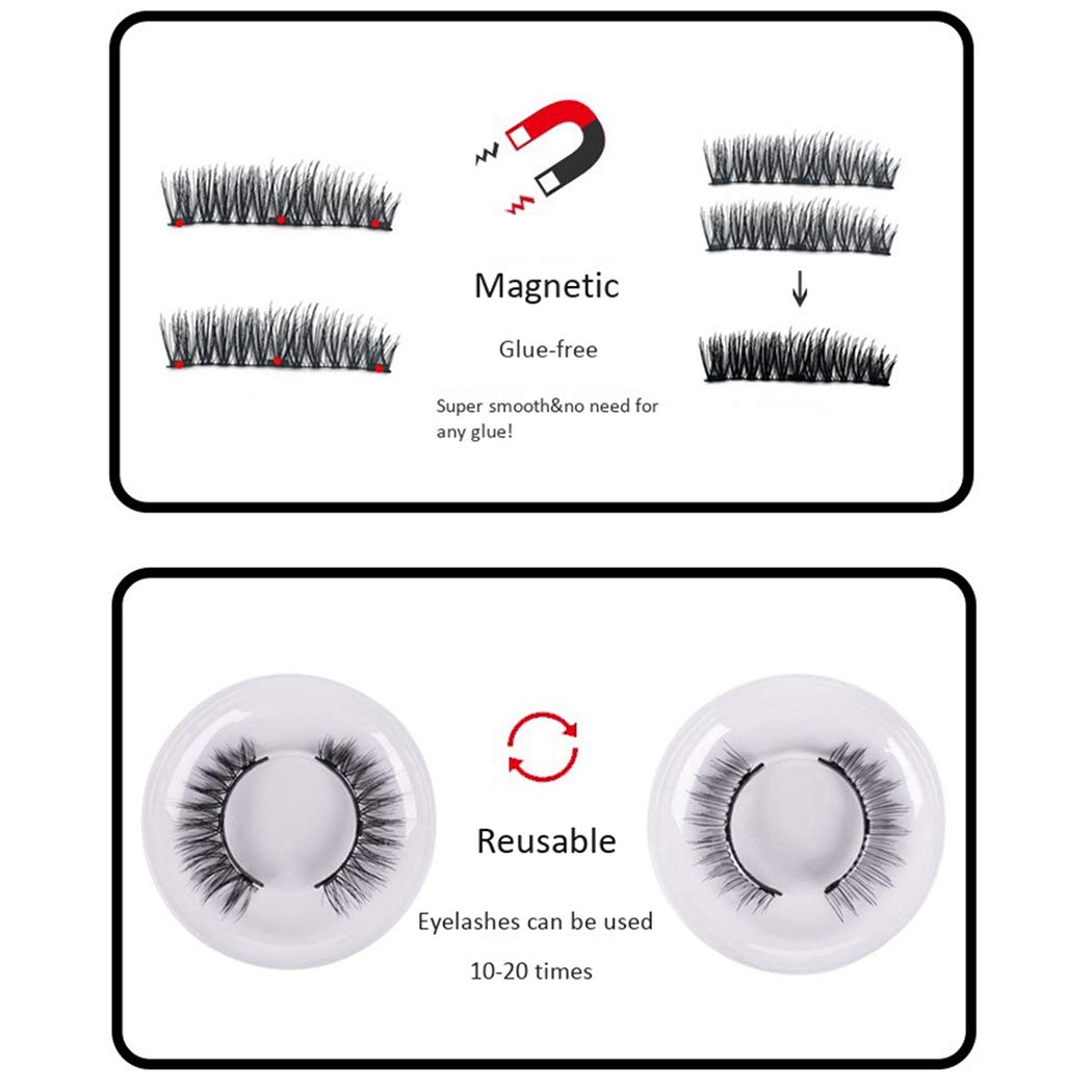 Boxoon 2 Pairs 3D Fiber False Eyelashes - Natural Looking Fake Lashes for Dramatic Eye Makeup | Perfect for Parties, Weddings & Daily Wear