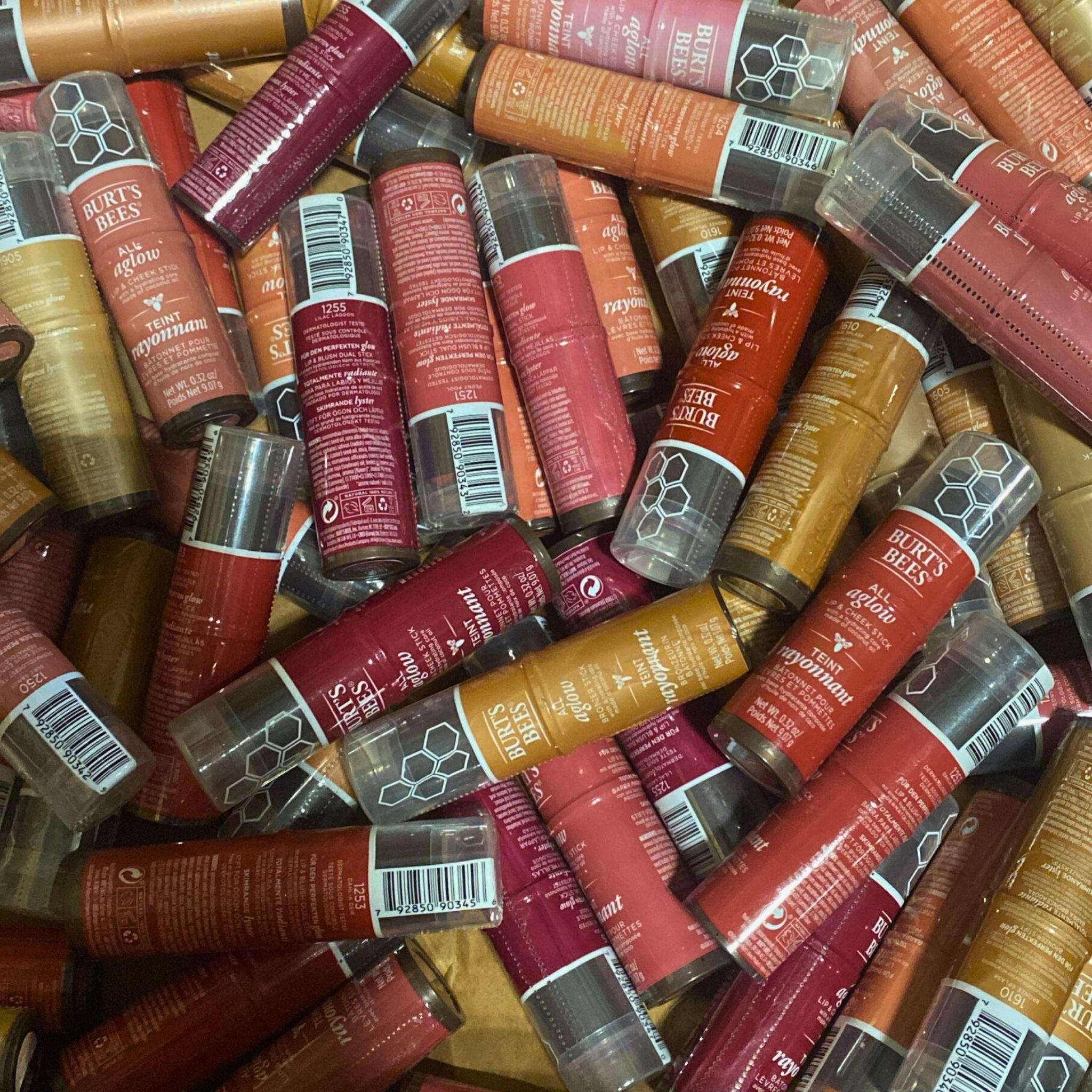 Burt's Bees All AGLOW Lip & Cheek Stick 0.32OZ (50 Pcs Lot) - Natural Tinted Moisturizer for Lips & Cheeks - Perfect for Everyday Makeup, Travel & On-The-Go Touch Ups