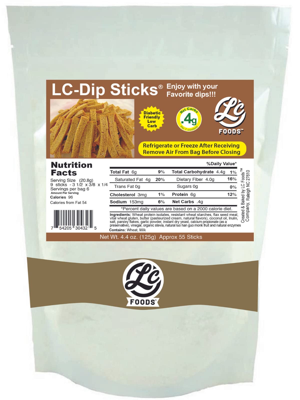 Low Carb Dip Sticks | Fresh Baked All Natural Snacks | Sugar-Free, Diabetic Friendly | High Protein & Fiber | No Artificial Sweeteners | 4.4 oz Pack - Perfect for Keto Diet, Weight Loss & Healthy On-the-Go Snacking