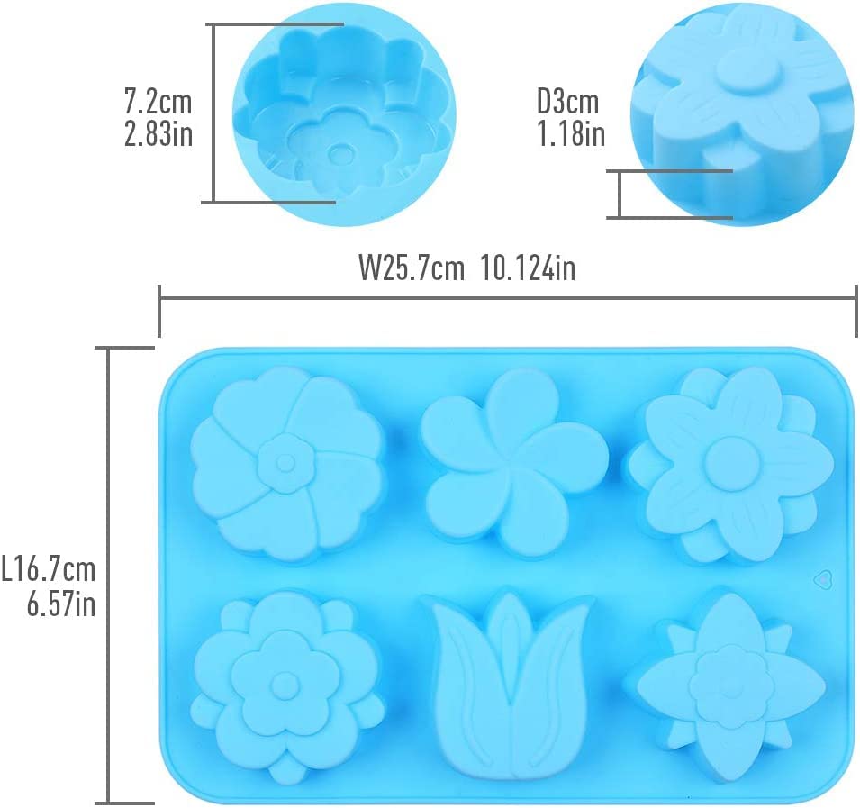 Premium 6-Cavity Silicone Flower Soap Mold Set - Non-Stick Tulip & Daisy Molds for DIY Soap, Candles, Chocolates, Resin Crafts - Perfect for Bath Bombs, Ice Cubes & Home Decor (6 Floral Designs)