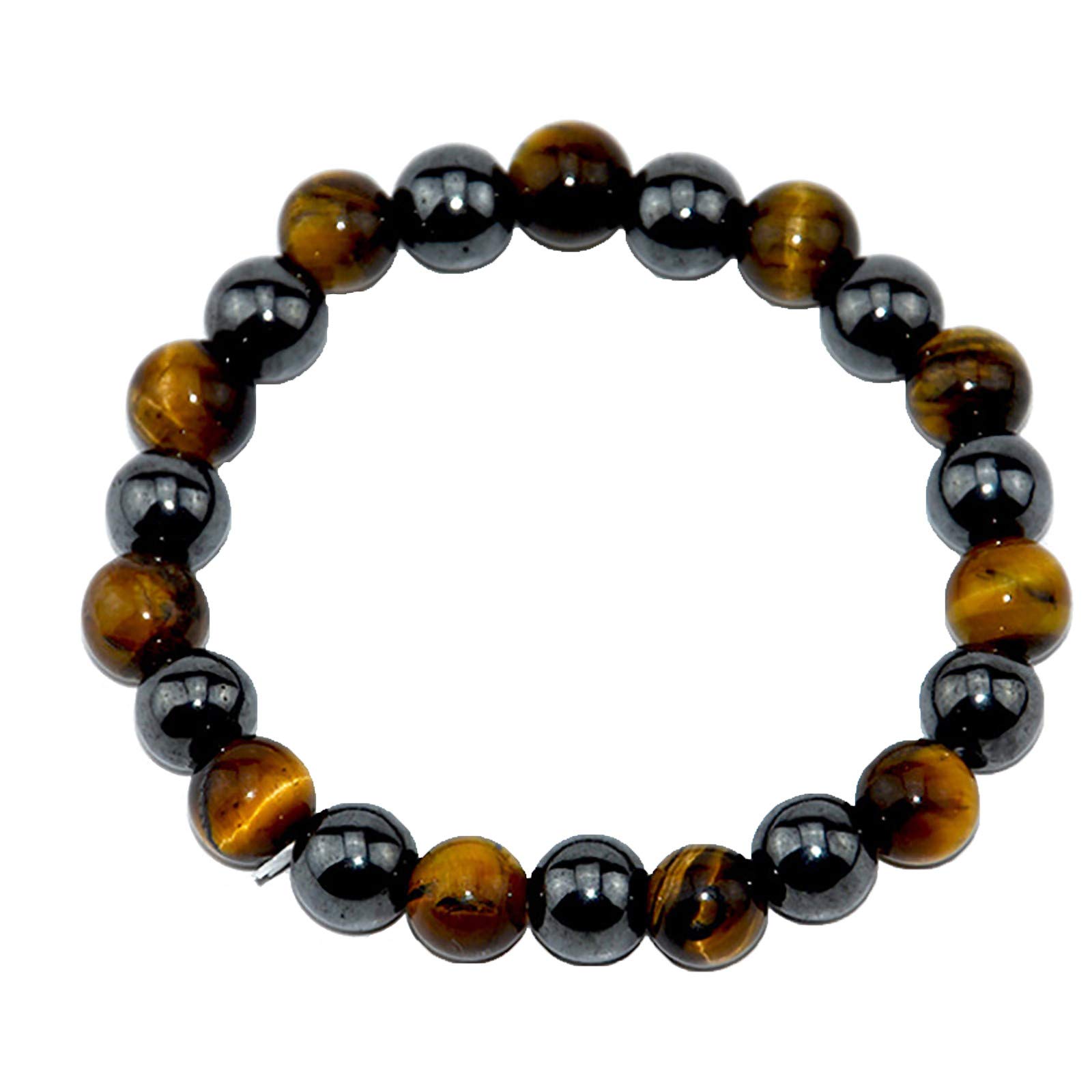 Natural Tiger's Eye Stone Bracelet - 8mm Round African Beaded Bangle with Sterling Silver Stud Earrings Set | Spiritual Healing Jewelry for Meditation, Yoga & Positive Energy
