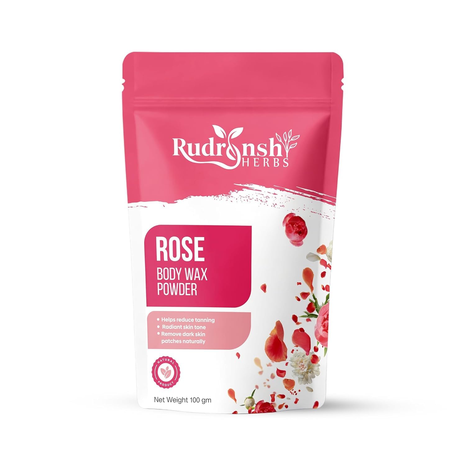 RUDRANSHh HERBS Rose Body Wax Powder - 100gm | Quick & Painless Hair Removal | Natural Herbal Wax with Rose Fragrance | Suitable for All Skin Types | Ideal for Smooth Legs, Arms & Bikini Line