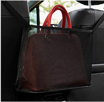 Car Seat Back Organizer - Large Mesh Storage Pocket for Handbags, Purses, Documents & Phones | Durable Black Car Accessory for Travel, Commuting & Road Trips