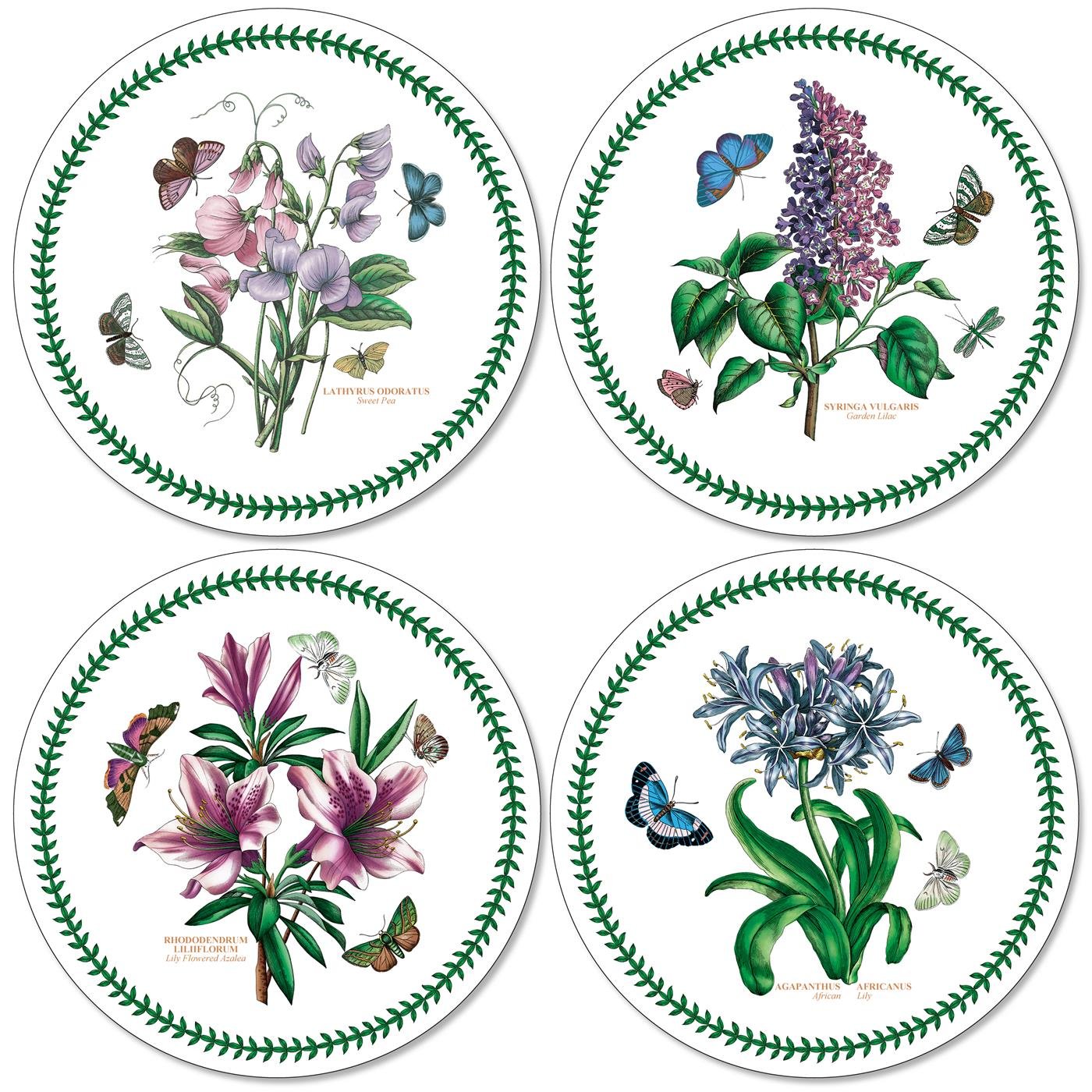 Pimpernel 34cm Round Cork-Backed MDF Placemats - Set of 4 Multi-Colored Botanic Garden Design - Perfect for Dining Tables, Kitchen Decor & Home Entertaining
