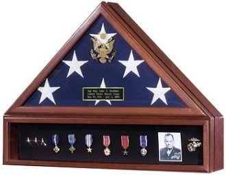 Premium American Flag Display Case for 5' x 9.5' Burial Flags - Funeral & Veteran Memorial Display with Wall Mount - Perfect for Home, Office & Military Tribute Displays