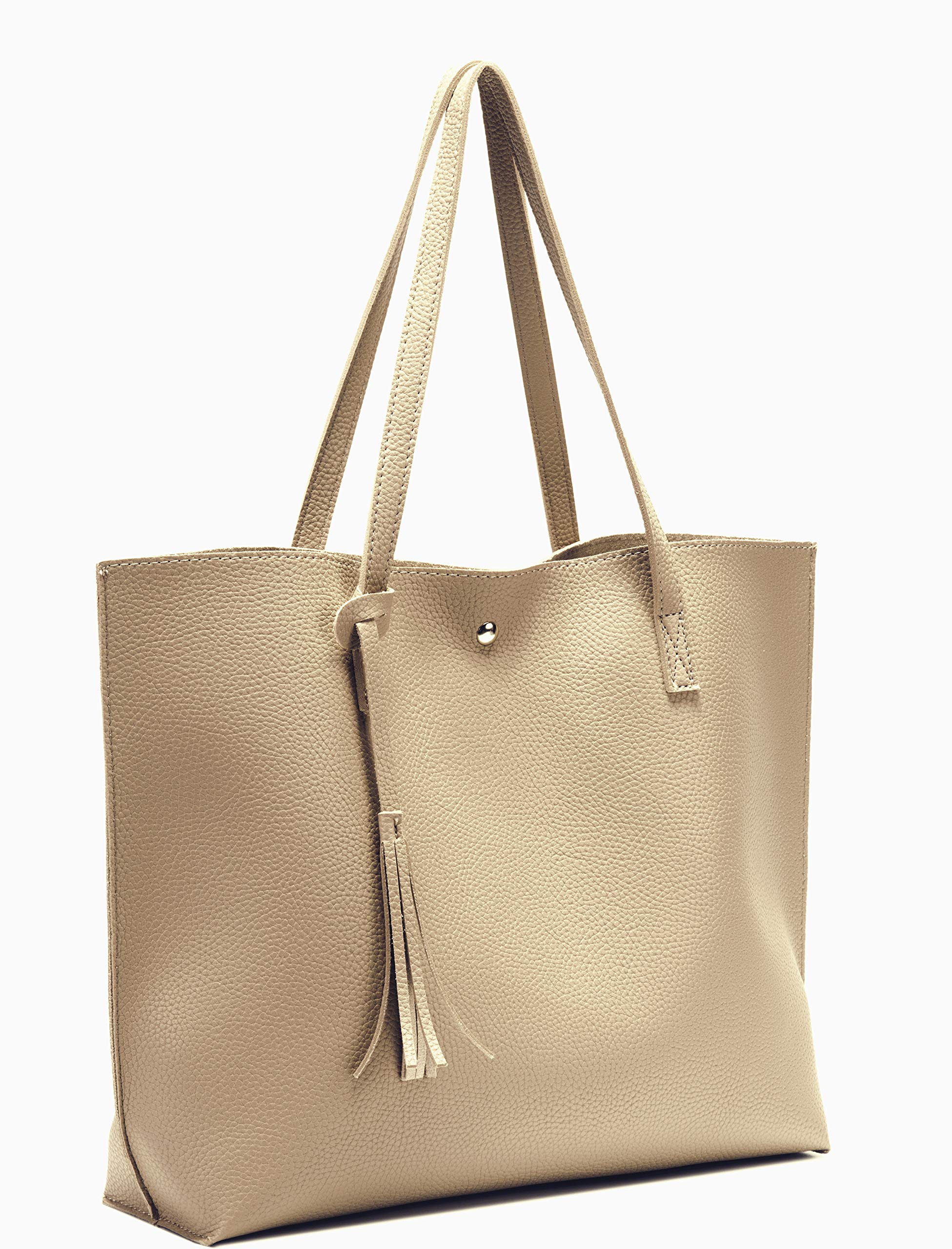 Stylish Women's PU Faux Leather Tote Bag with Tassel - Top Handle Satchel Shoulder Purse for Work, Travel & Everyday Use