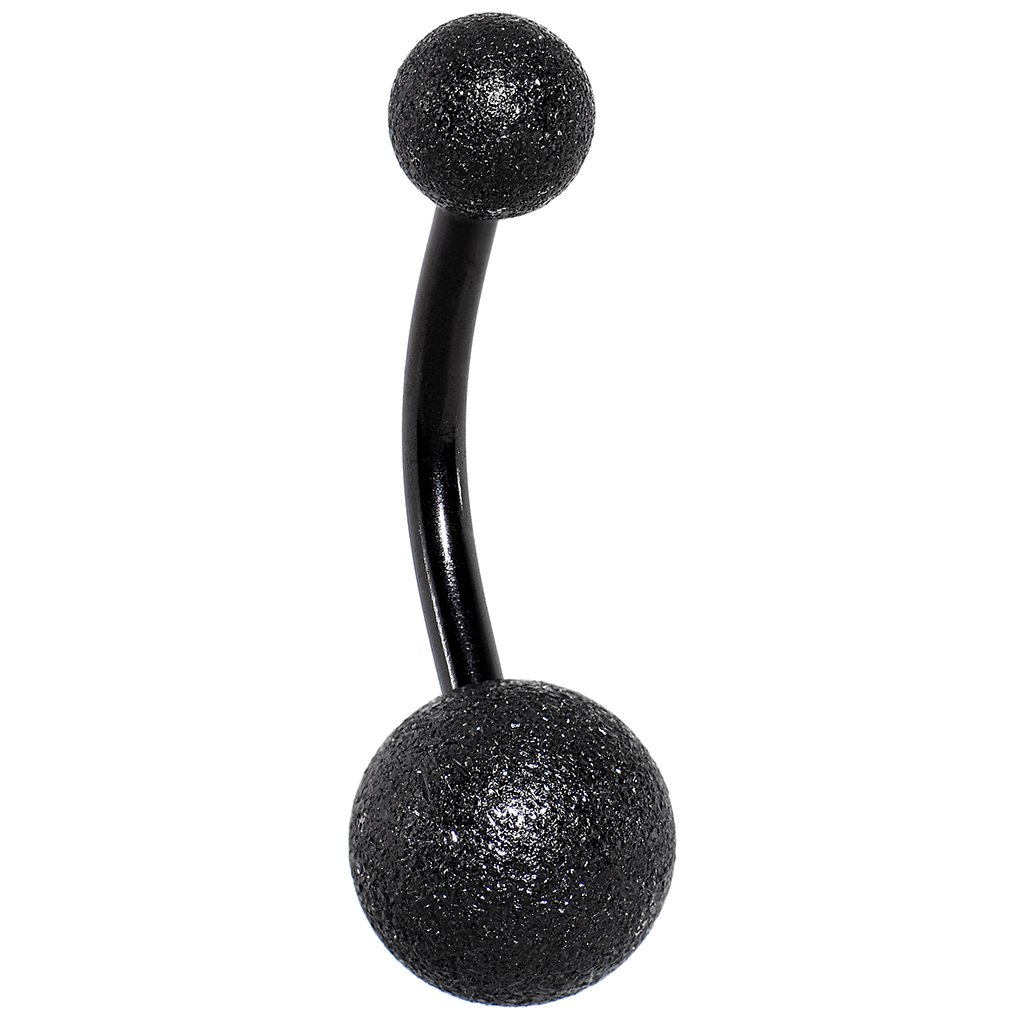 Black Anodized Sandblasted Belly Button Ring - Body Jewelry for Women, Trendy Navel Piercing Accessory | Perfect for Everyday Wear, Parties & Beach Outfits