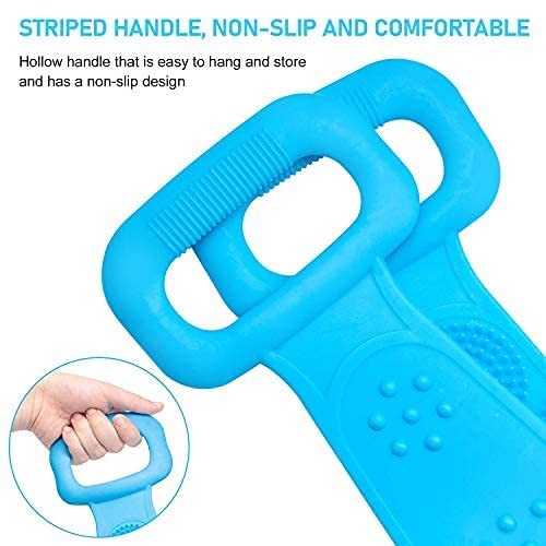 Exfoliating Back Scrubber Brush for Men & Women - Dual-Sided Shower Brush with Belt for Dead Skin Removal, Easy to Clean & Lathers Well - Perfect for Deep Cleansing & Spa-Like Exfoliation in Bath or Shower