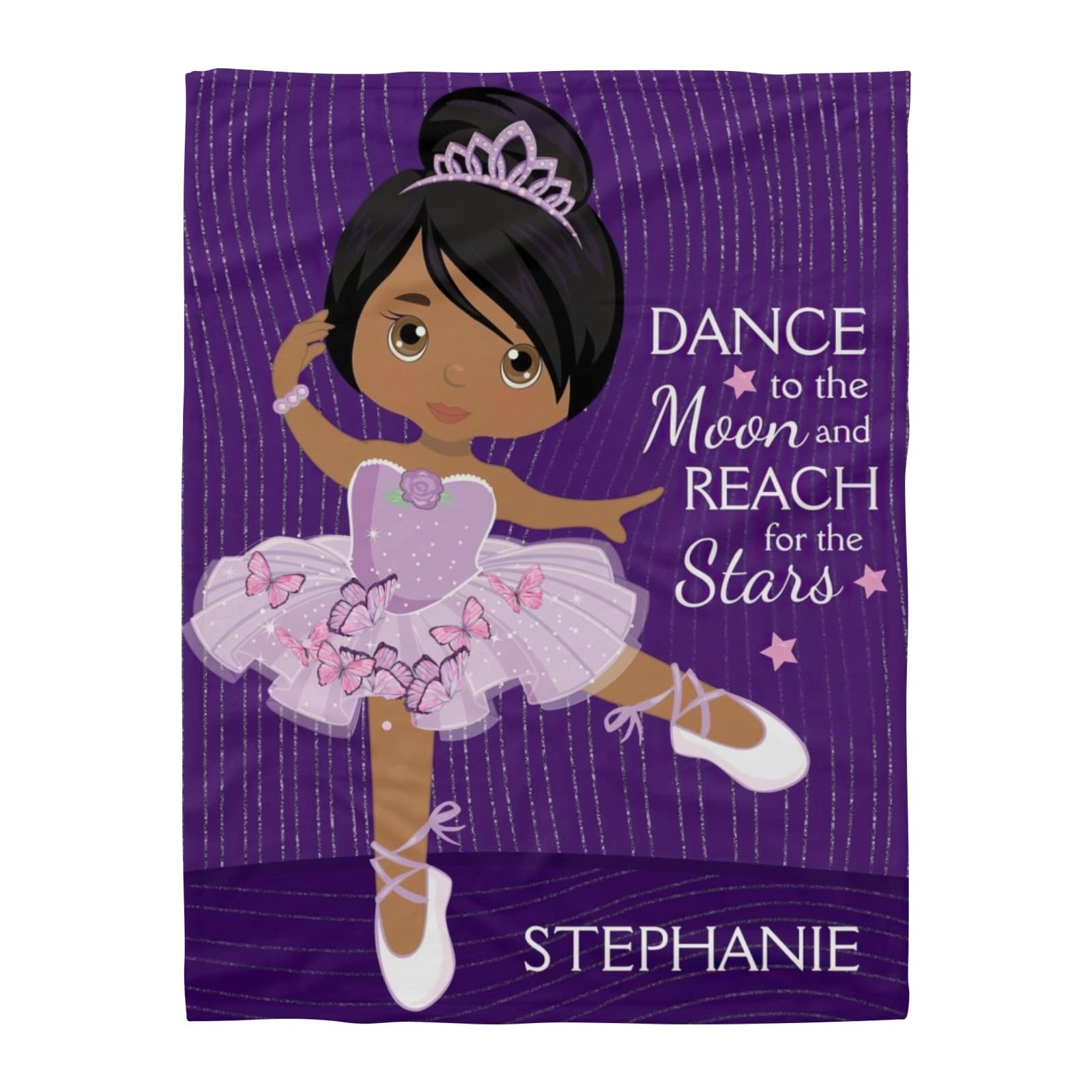 Custom Name Dance Ballet Girl Purple Fleece Blanket - Personalized Throw Blanket for Sofa, Bed, Wedding Gifts (50x60 Inches) | Soft Cozy Blanket for Girls Room, Dance Studio, Birthday Presents