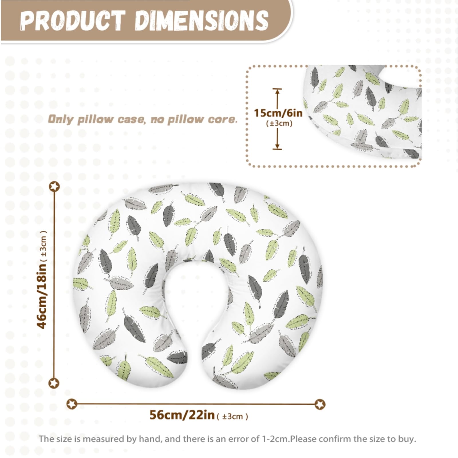 GOSTONG 2-Pack Palm Leaves Print Nursing Pillow Covers - U-Shaped Feeding Pillow Slipcovers with Hidden Zipper | Soft, Eco-Friendly Bamboo Fabric for Breastfeeding & Baby Support | Perfect for Nursery, Maternity Gifts & Comfortable Nursing Sessions