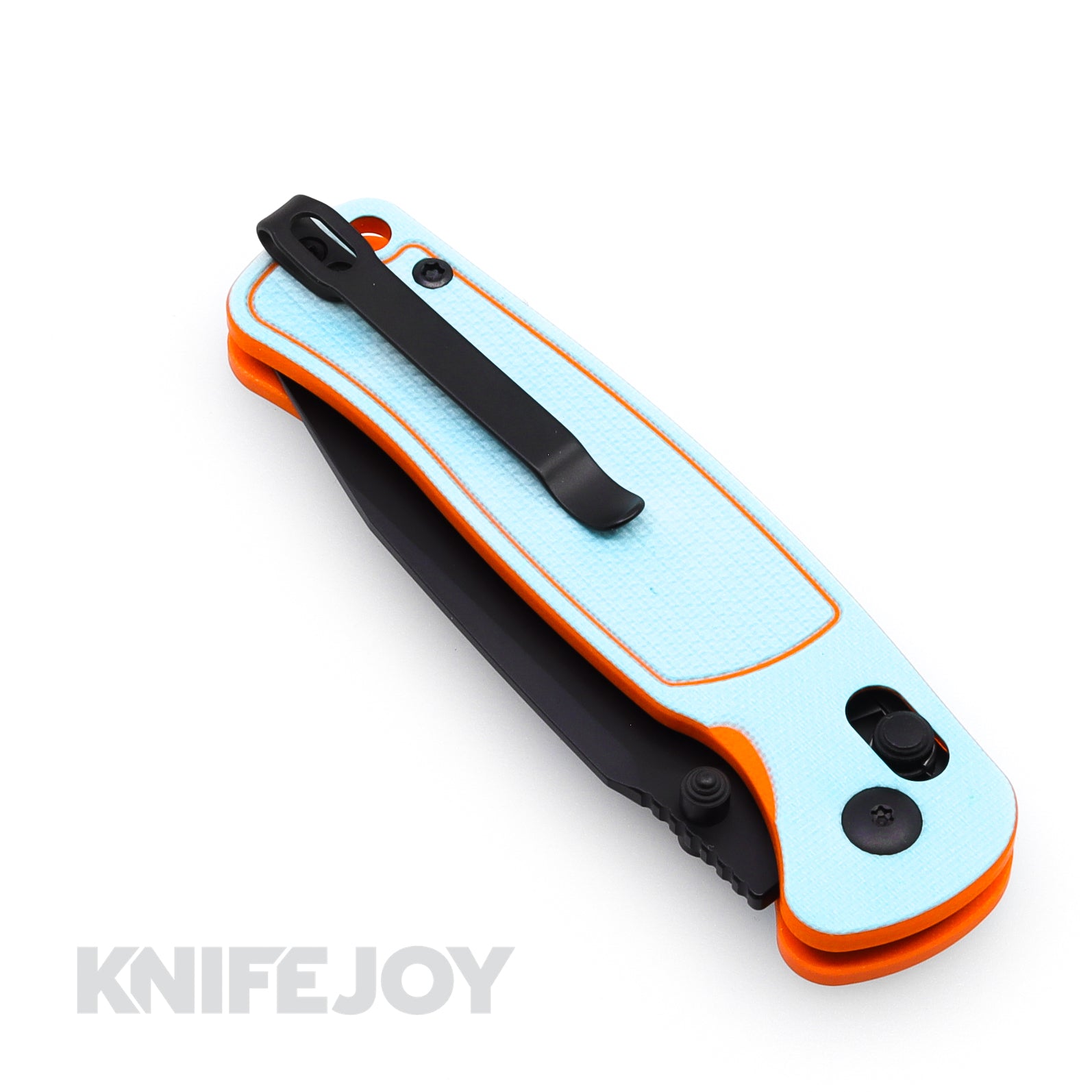 CJRB 1943BBO Shale Crossbar Lock Folding Knife - Black PVD Drop Point Blade, Blue/Orange G10 Handle - EDC Pocket Knife for Camping, Hiking & Outdoor Adventures