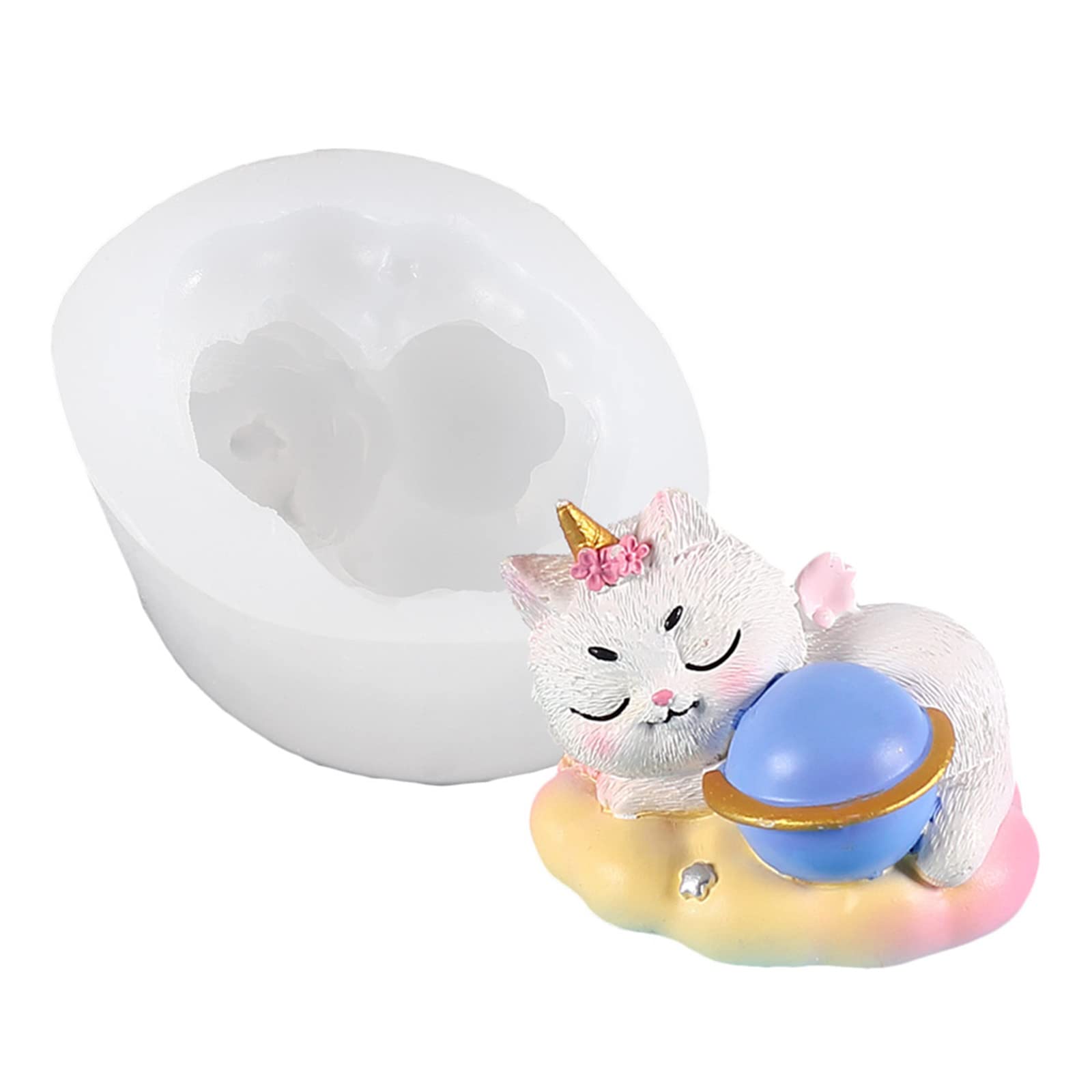 3D Cute Unicorn Cat Silicone Molds for DIY Soap, Candle & Resin Crafts - Animal Shape Baking Molds for Handmade Ornaments, Cupcake Toppers & Home Decor