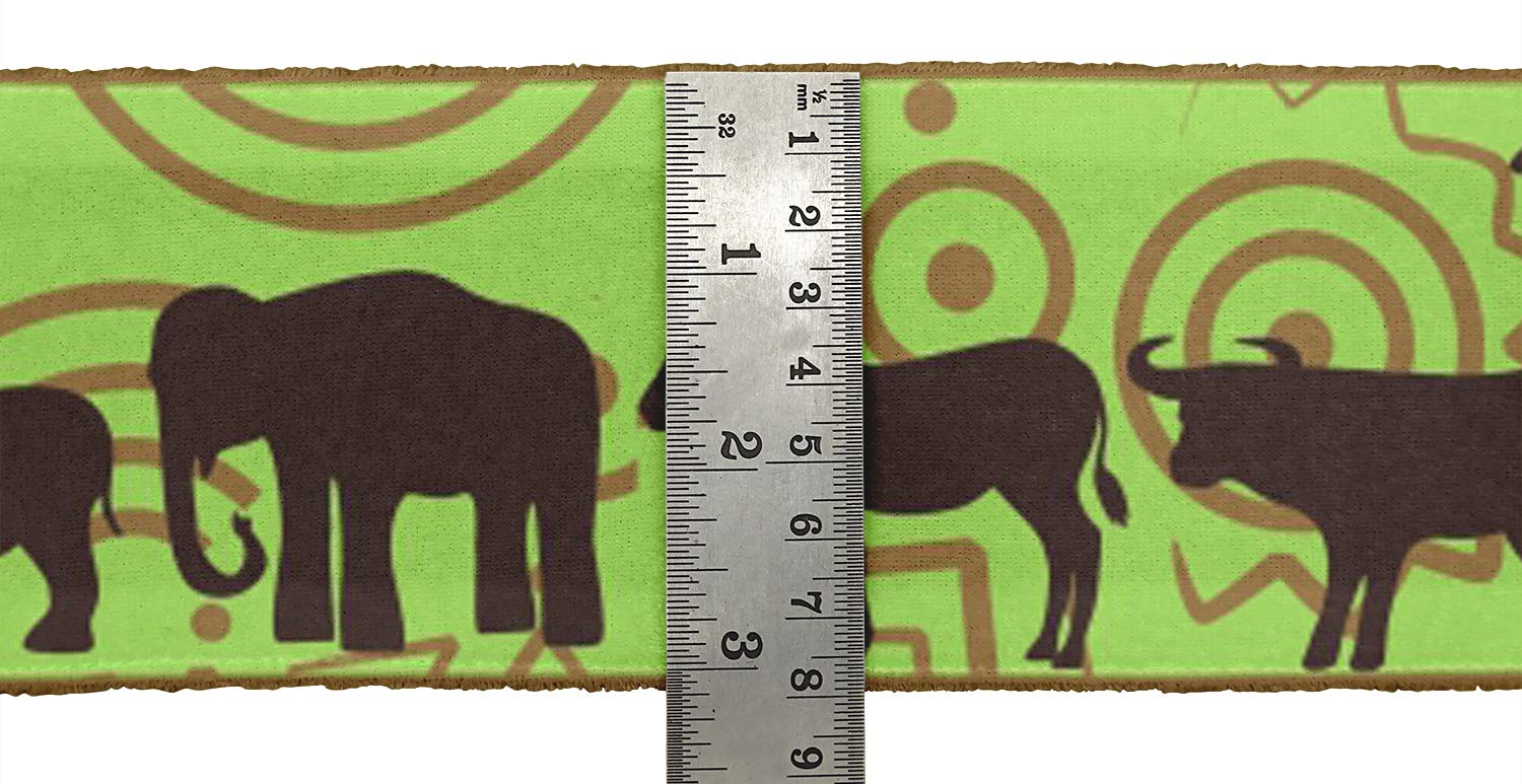 Green Stripe & Animal Print Velvet Ribbon Trim - 9 Yards, 2 Inches Wide for Crafts, Sewing, DIY Accessories - Perfect for Scrapbooking, Gift Wrapping & Home Decor