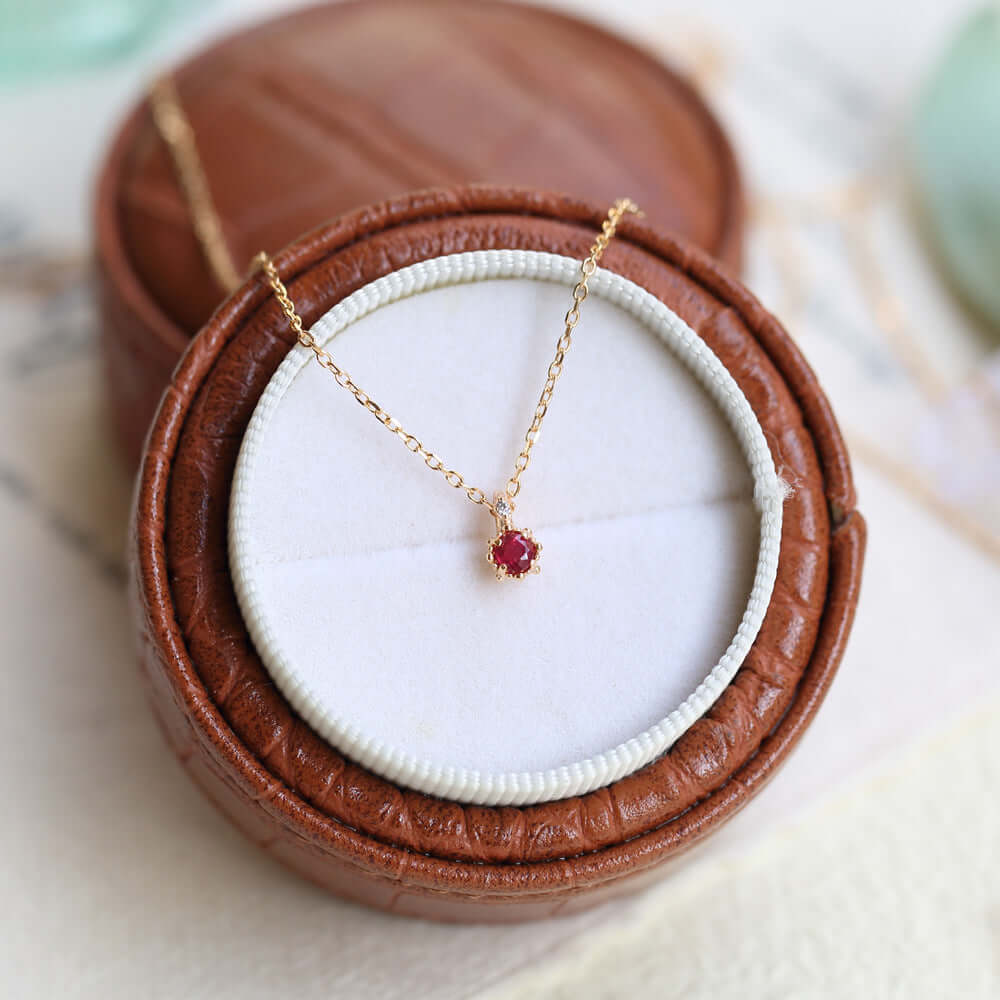 Luxury Red Ruby Gemstone Necklace for Women | 18K Gold Plated Elegant Jewelry Gift | Perfect for Weddings, Anniversaries & Special Occasions