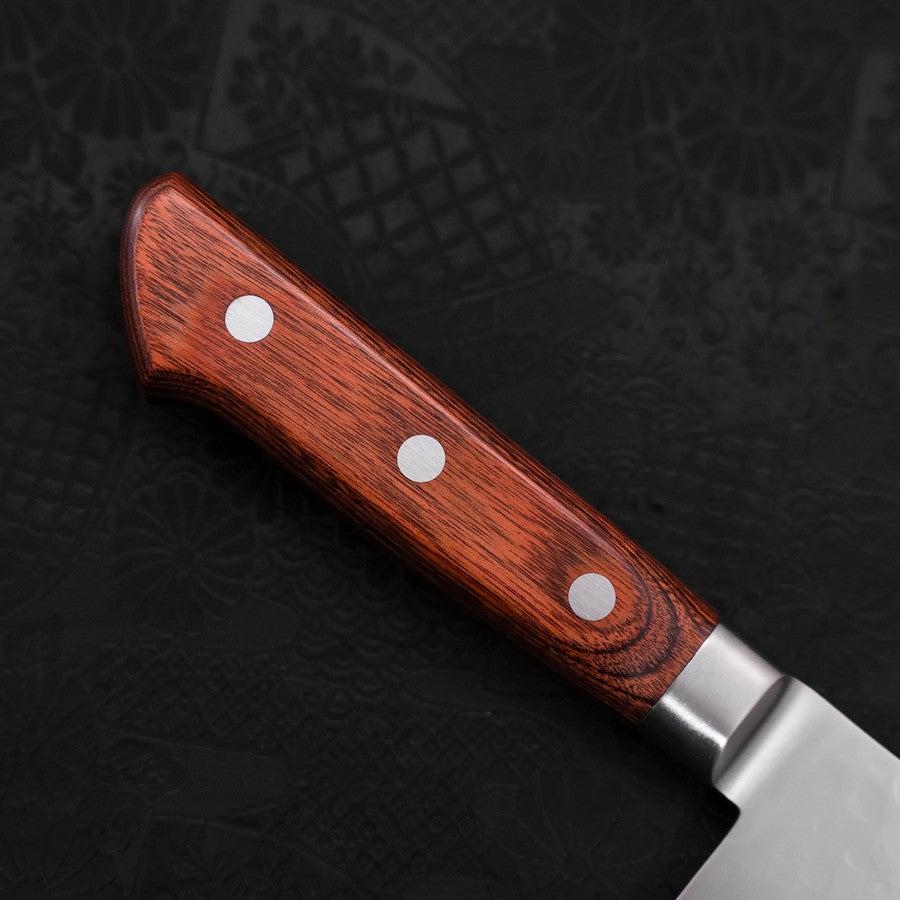 Premium Santoku Knife 7-inch VG-5 Stainless Steel with Tsuchime Hammered Finish & Mahogany Wood Handle - Perfect for Slicing, Dicing, and Chopping Vegetables, Meat, and Fish in Professional Kitchens and Home Cooking