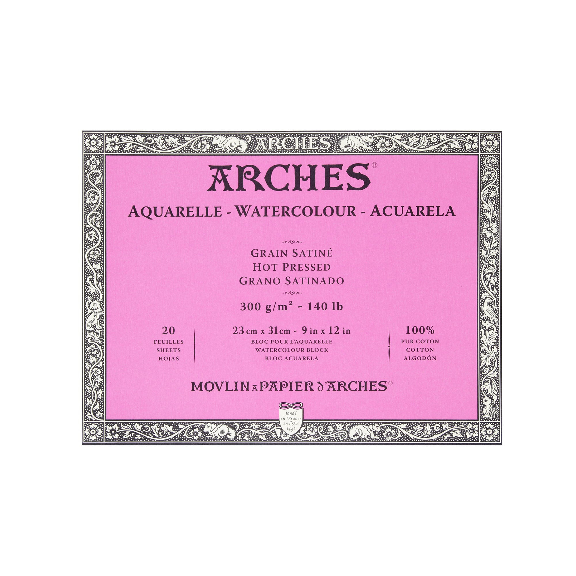 Premium Arches Hot Pressed Watercolor Paper - Acid-Free, 140lb/300gsm, White - Ideal for Watercolor Painting, Calligraphy & Fine Art Projects