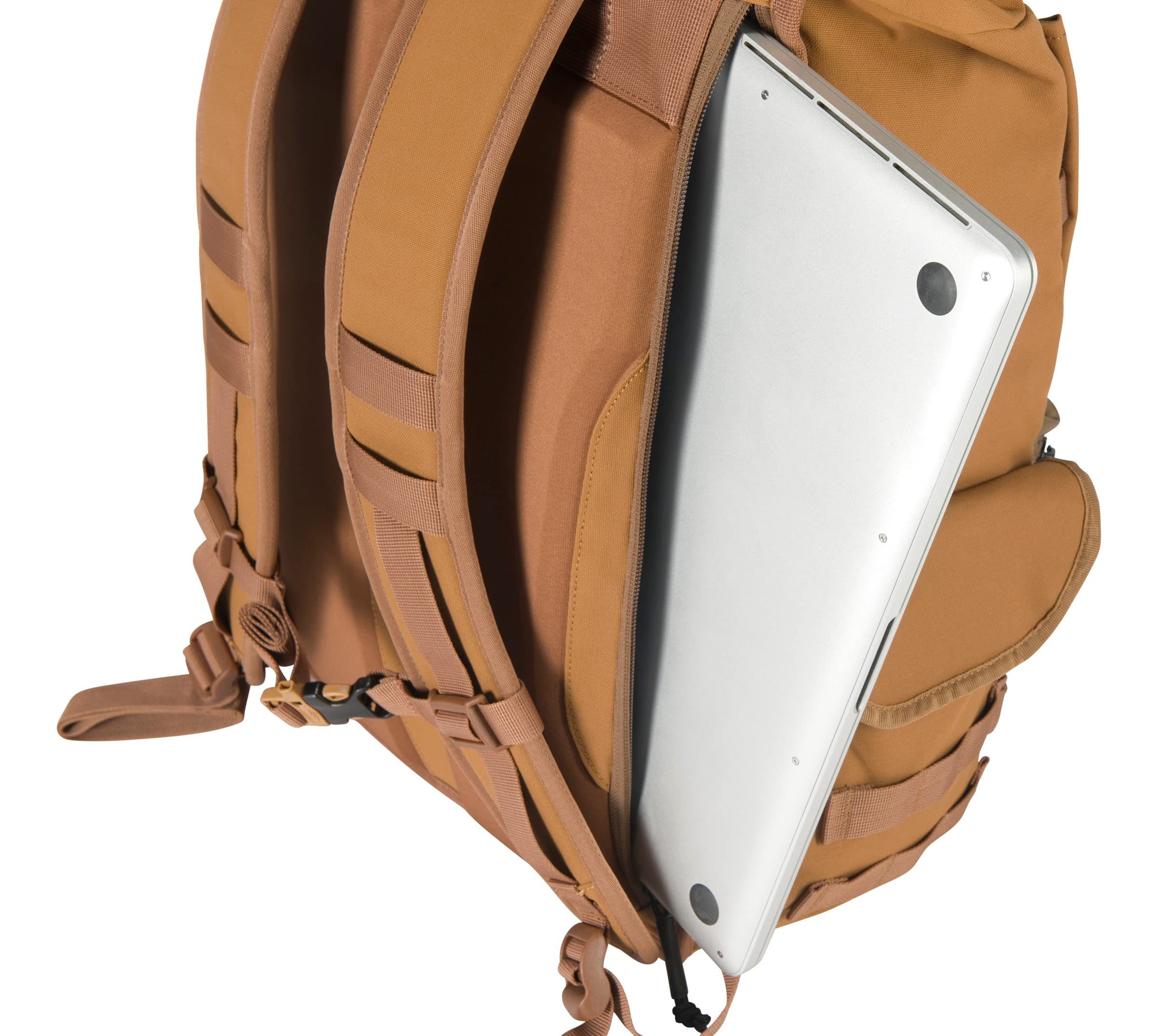 Carhartt 40L Nylon Roll Top Backpack - Heavy-Duty Water-Resistant Hiking & Travel Backpack with 17