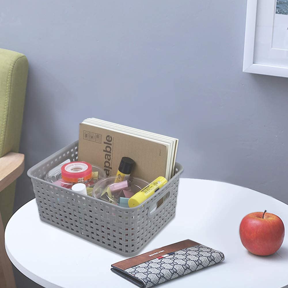6 Pack Grey Woven Storage Baskets for Bathroom & Organization