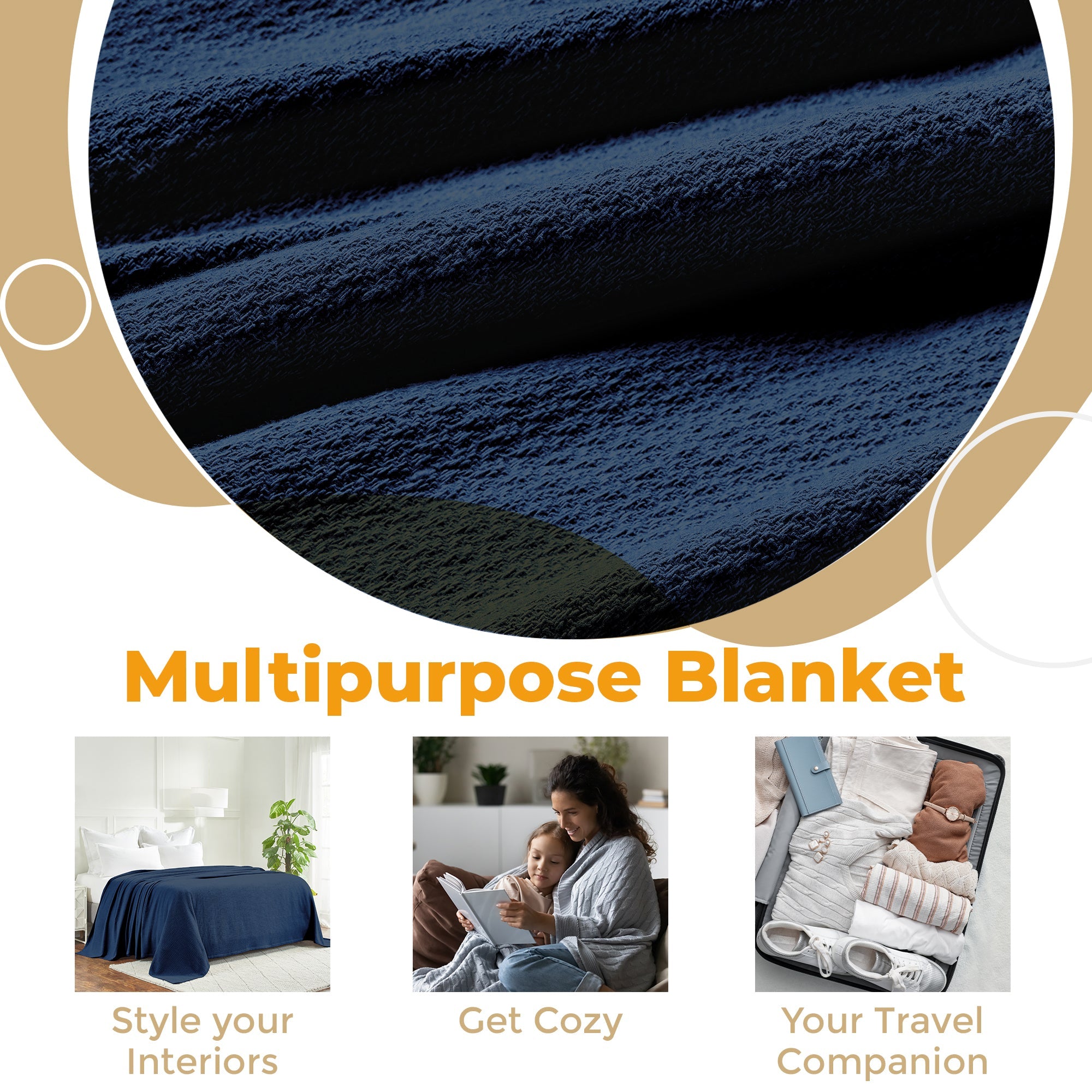 Premium Textured Cotton Waffle Weave Blanket - Soft & Breathable Throw for Bed, Sofa & Couch - Cozy Home Decor Gift for All Seasons