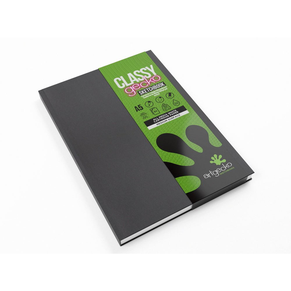 Premium Artgecko A5 Sketchbook - 92 Pages (46 Sheets) 150gsm White Paper, Casebound Hardcover for Artists & Students - Perfect for Drawing, Sketching & Watercolor Painting