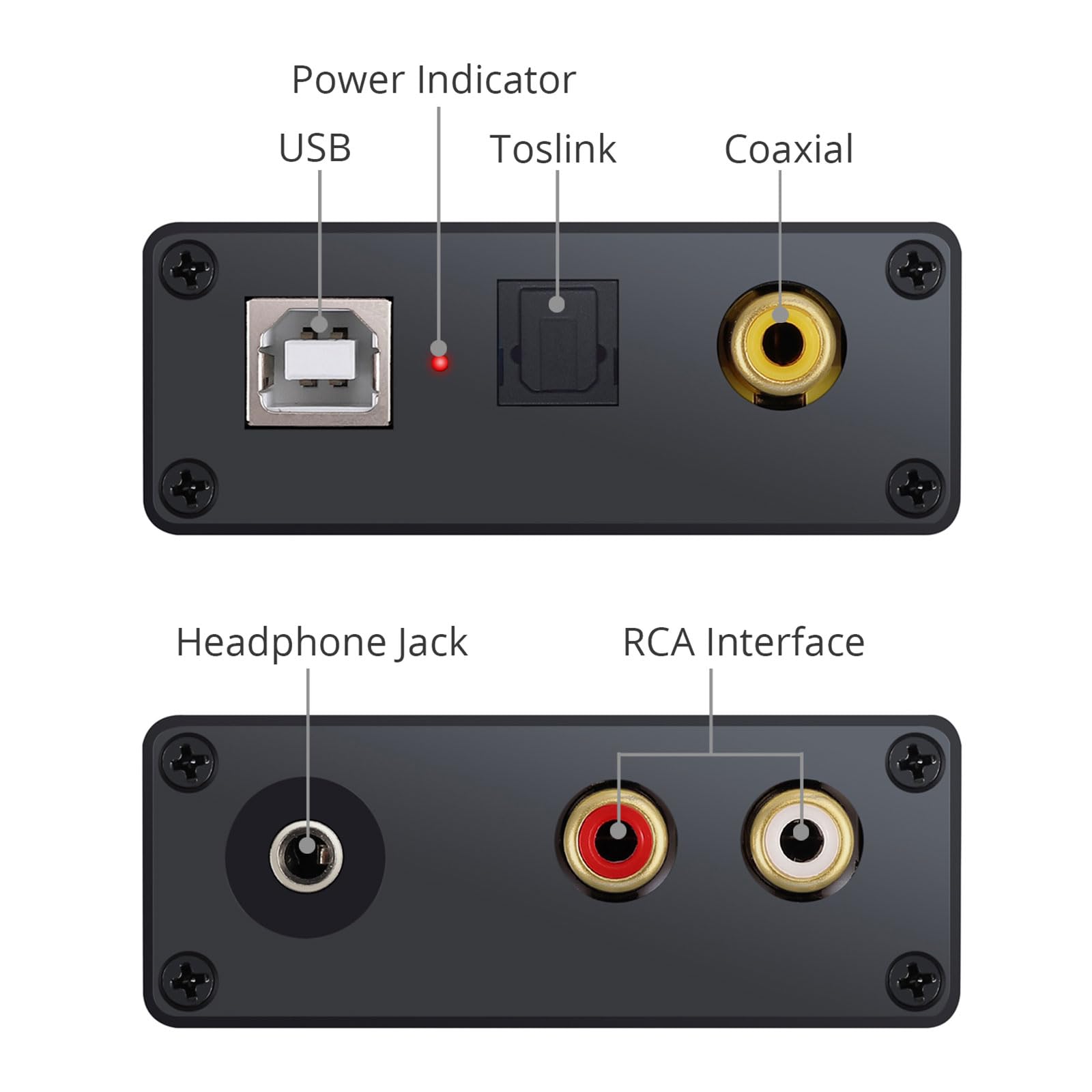 USB Sound Card DAC Converter with Coaxial/Optical Digital Output for Windows, Mac, and More - Ideal for Home Theater, Gaming, and Studio Recording