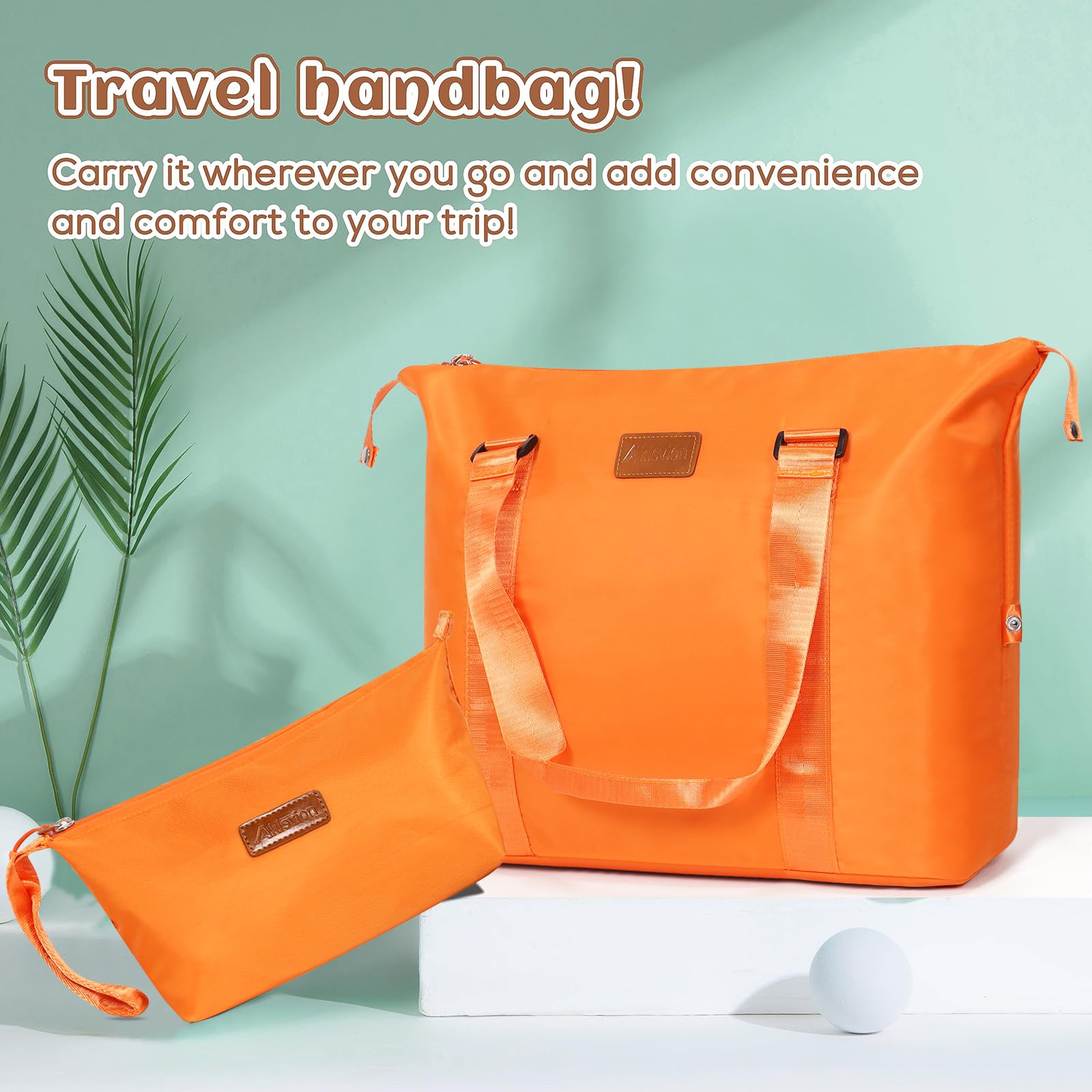 3-Piece ABS Hardshell Spinner Luggage Set with Carry-On Suitcase, Weekender Bag & Toiletry Bag (Orange) - Perfect for Travel, Business Trips & Vacations