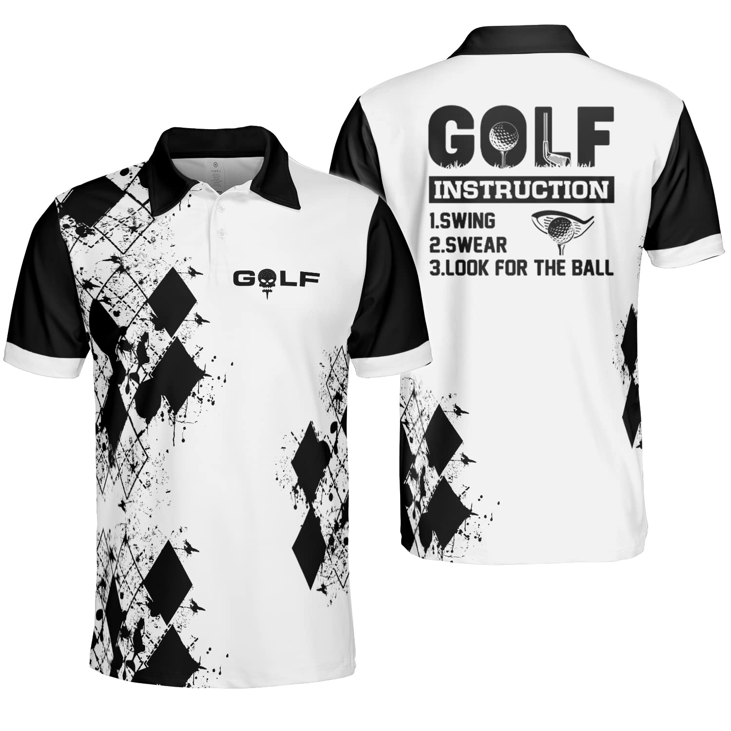 Funny Golf Polo Shirts for Men - Short Sleeve Moisture Wicking Dry Fit Performance Shirt - Perfect for Golf Outings, Casual Wear & Summer Activities