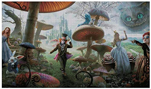 Alice in Wonderland Cross Stitch Kit - 400x233 Stitches, 82x62 Count Cotton Embroidery with Big Alice Design | Perfect for Home Decor, DIY Crafts & Gift Giving