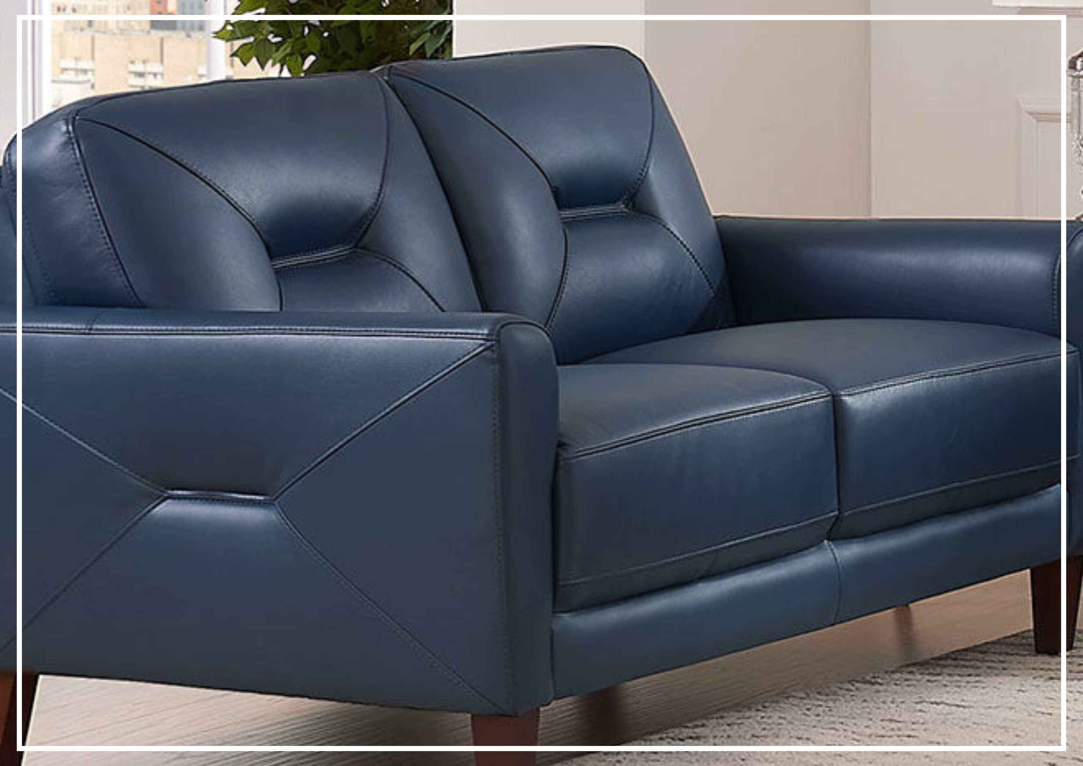 Hydeline Mavis Genuine Top Grain Leather Loveseat Sofa with Tapered Wooden Legs - Perfect for Living Room, Office Lounge & Small Spaces