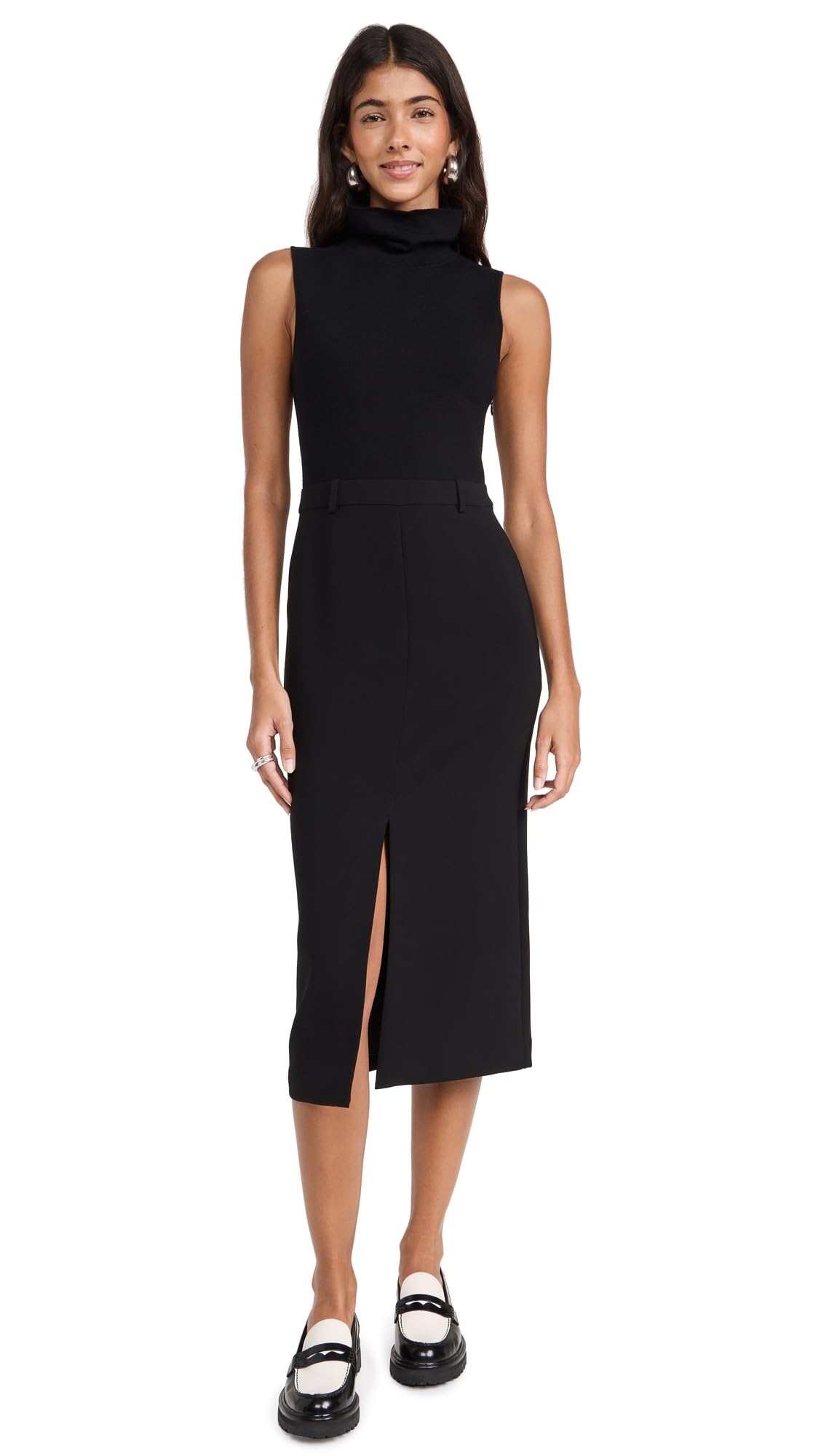 Theory Women's Funnel Neck Dress - Elegant Slim Fit Midi Dress for Work, Office & Special Occasions | Professional Business Attire & Evening Wear