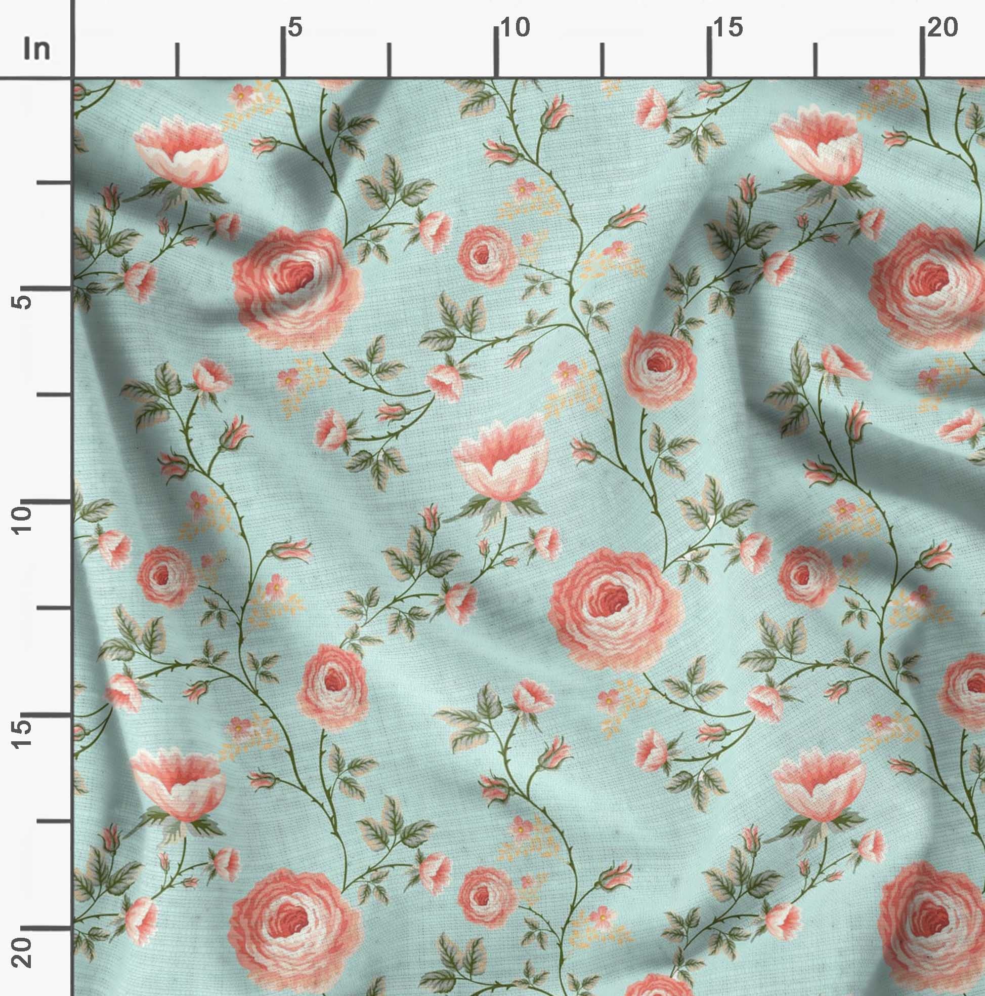 Soimoi Moss Georgette Brown Floral Fabric by The Yard - 42 Inch Wide Printed Fabric with Delicate Flower & Leaf Patterns for Dresses, Curtains, DIY Crafts & Home Decor Projects - Lightweight & Romantic Material