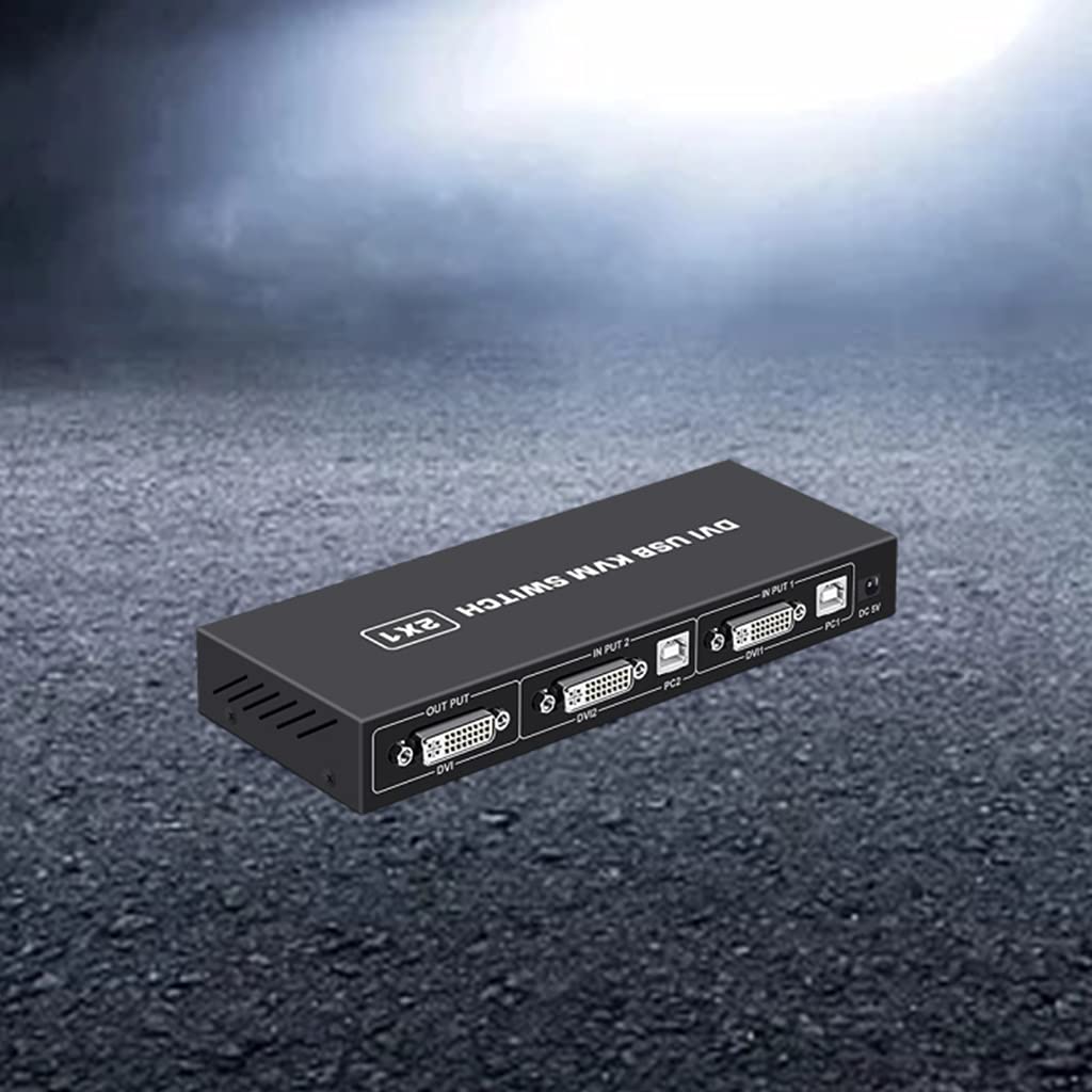 YIZITU 2 Port USB KVM Switch with DVI Support - 2 Input 1 Output USB Switcher Hub for PC, Scanner, Printer | Includes DVI Cables | Perfect for Home Office & Multi-Device Workstations