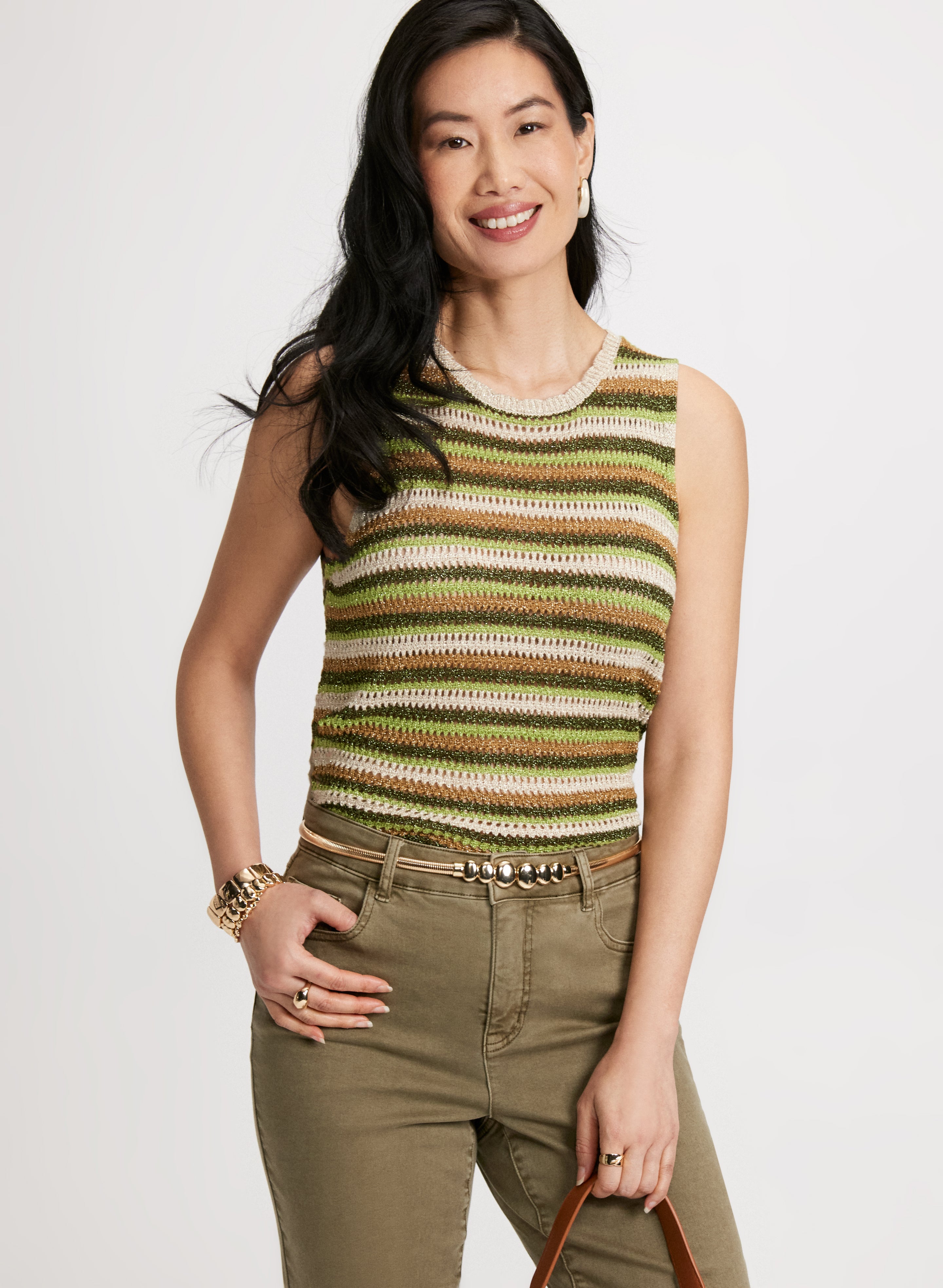 Crochet Striped Tank Top for Women - Summer Boho Beachwear - Lightweight & Breathable Cotton Top for Casual Outings & Vacations