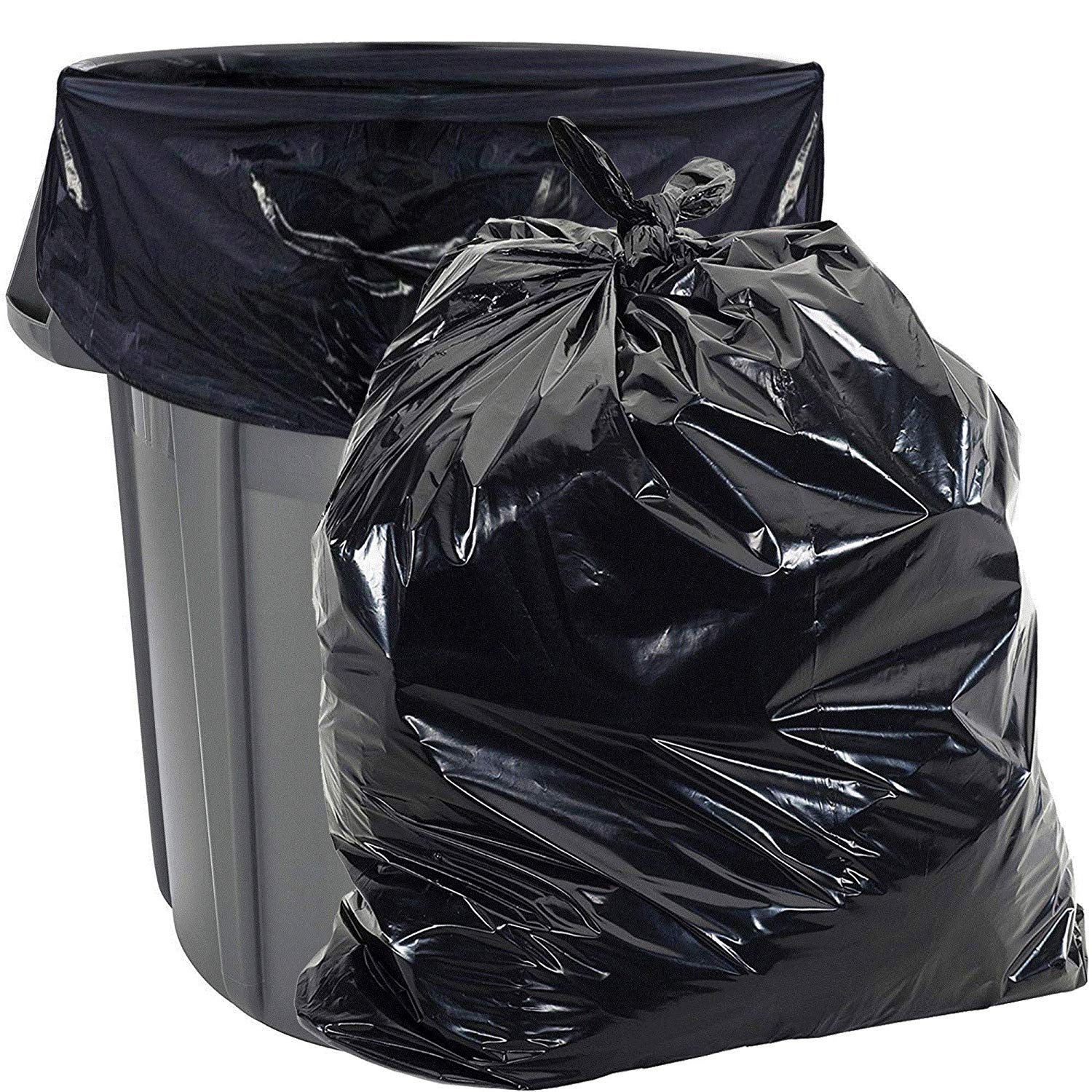 50-55 Gallon Heavy Duty Black Trash Bags 1.7 MIL (36