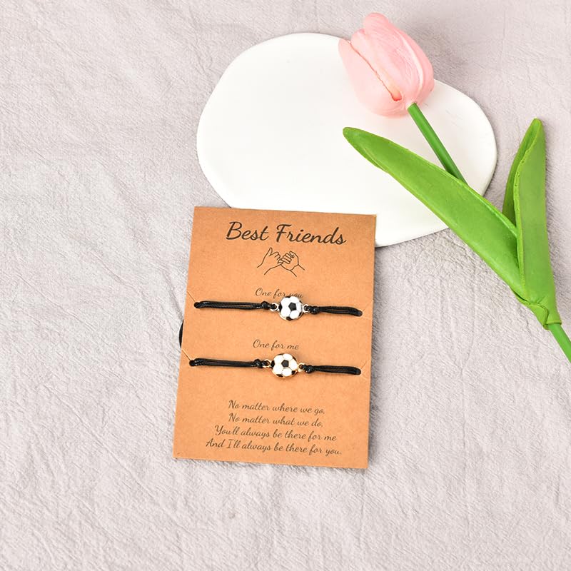 Best Friend Soccer Bracelet Gifts for Women & Men - Adjustable Football Friendship Bracelets for Boys & Girls - Perfect Birthday, Graduation, or Bestie Gifts - Matching Braided Bracelets for 2 - Ideal for Sports Events, Team Spirit, and Daily Wear