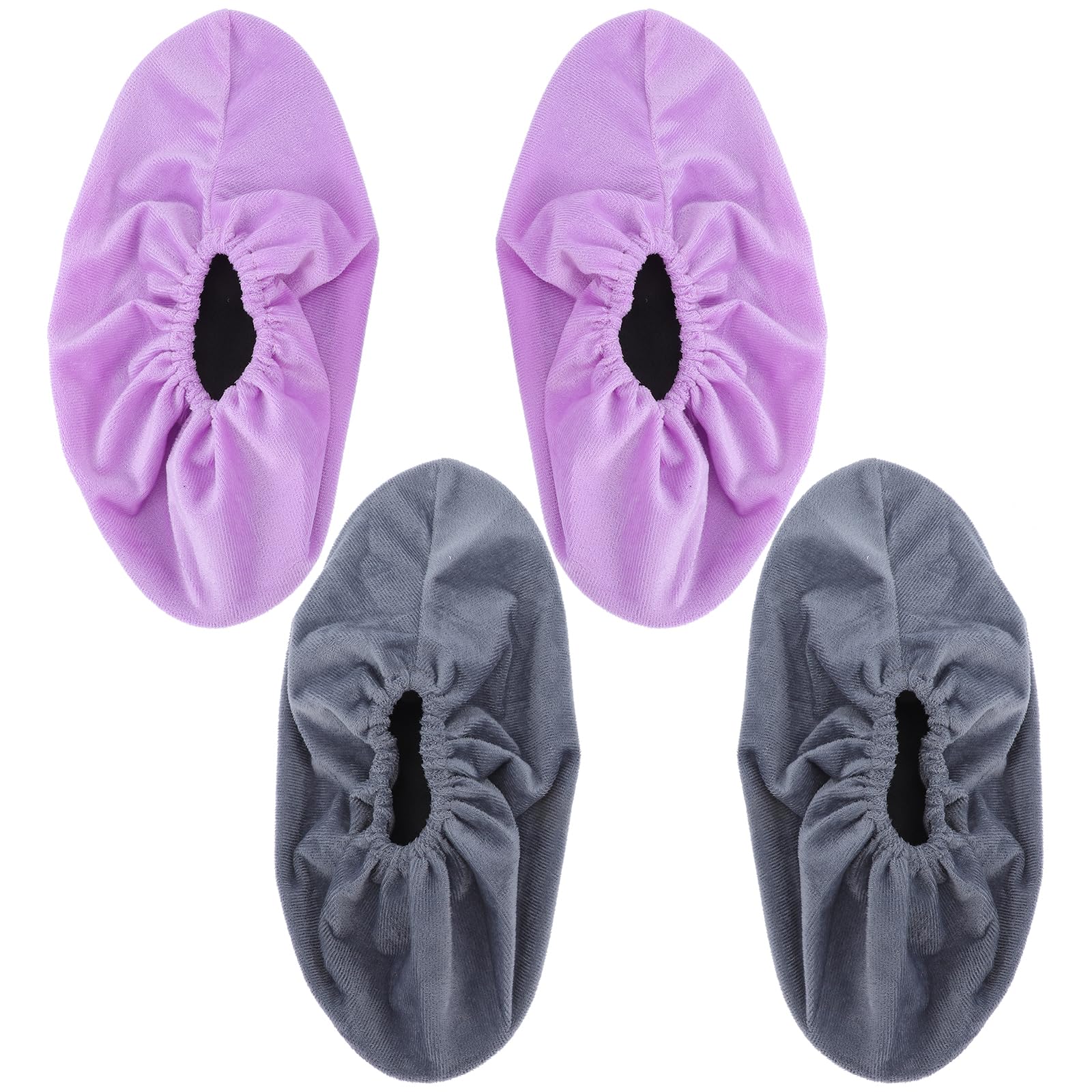 BESPORTBLE 2 Pairs Non-Slip Reusable Bowling Shoe Covers for Adults - Purple & Grey Shoe Protectors for Bowling Alleys & Sports Events