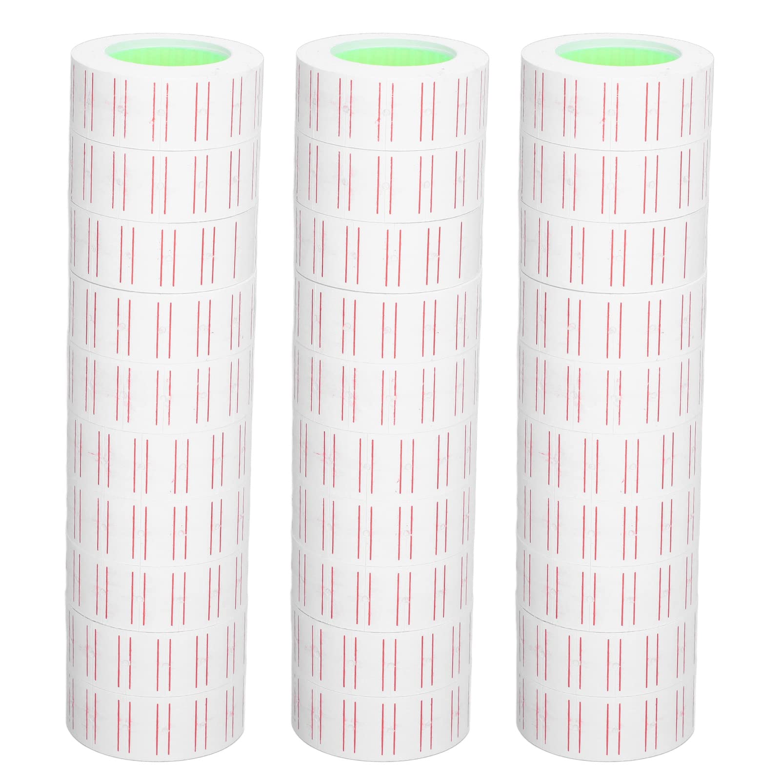 Okuyonic 15,000Pcs Single Row Price Sticker Labels - Quick Drying Ink, Strong Adhesive, Precise Hole Positioning with Red Guide Lines for Retail Stores | Perfect for Supermarket Pricing, Inventory Management & Product Labeling