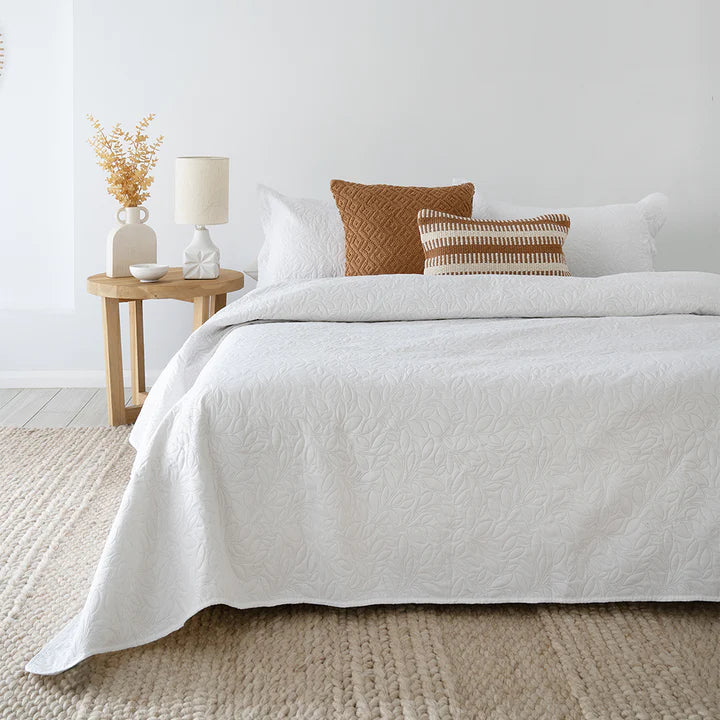 Botanica White Coverlet Set By Bambury - Luxury Bedding for Master Bedroom & Guest Room - Soft & Breathable Cotton Quilt Set for All Seasons