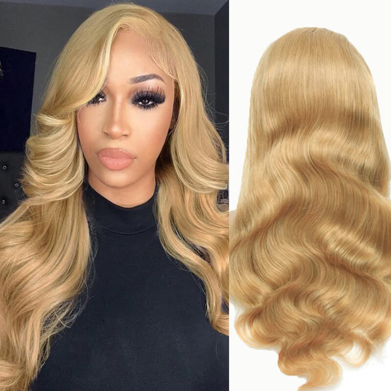 Eullair Glueless Honey Blonde Lace Frontal Wig - Bombshell Brown Girl Ash Blonde Straight & Body Wave Human Hair Wig for Women | Perfect for Daily Wear, Parties & Special Occasions