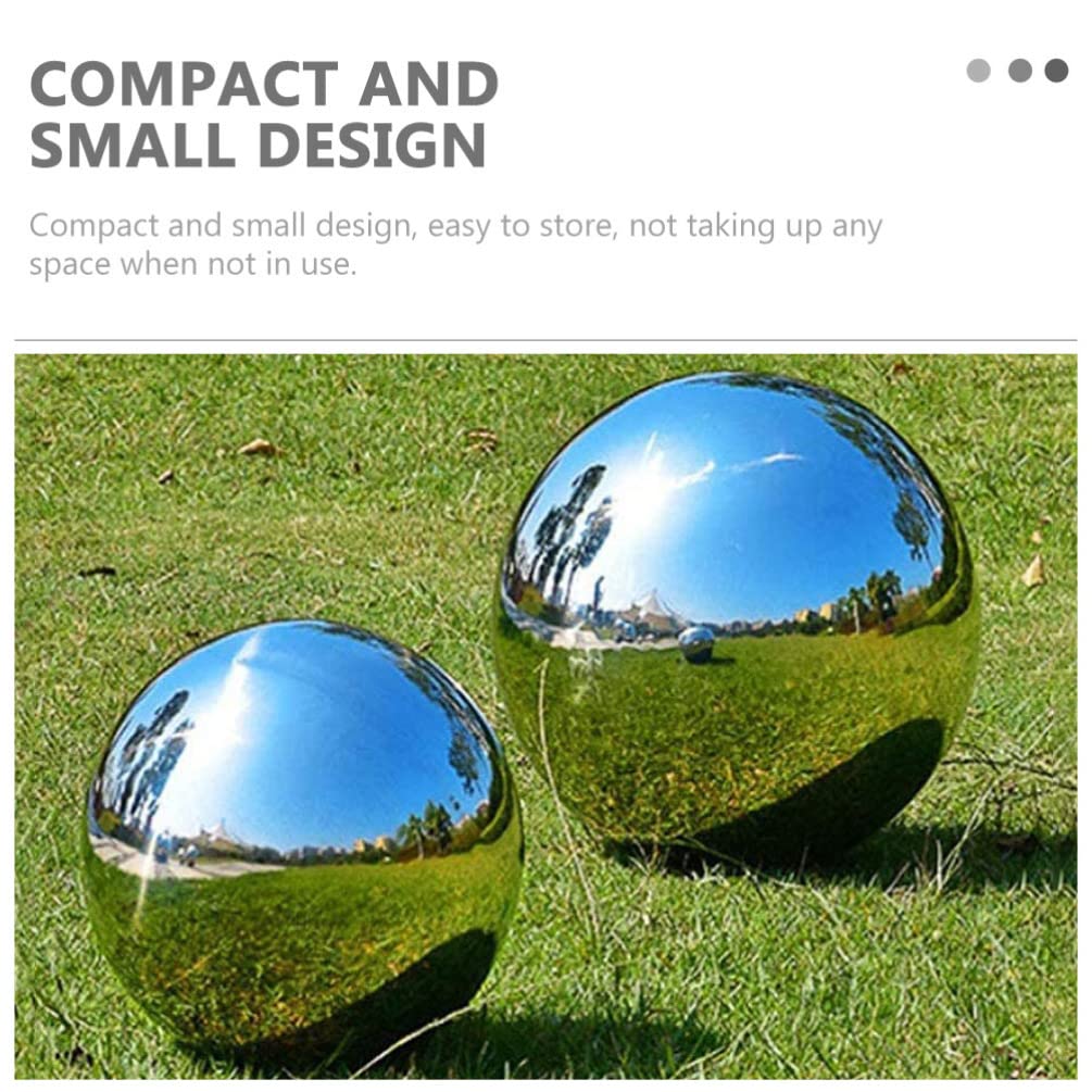 5-Piece Stainless Steel Garden Reflector Hollow Balls - Mirror Polished Outdoor Decor for Lawn, Patio, and Backyard | Gazing Globe Ornaments for Sunlight Reflection & Landscape Design