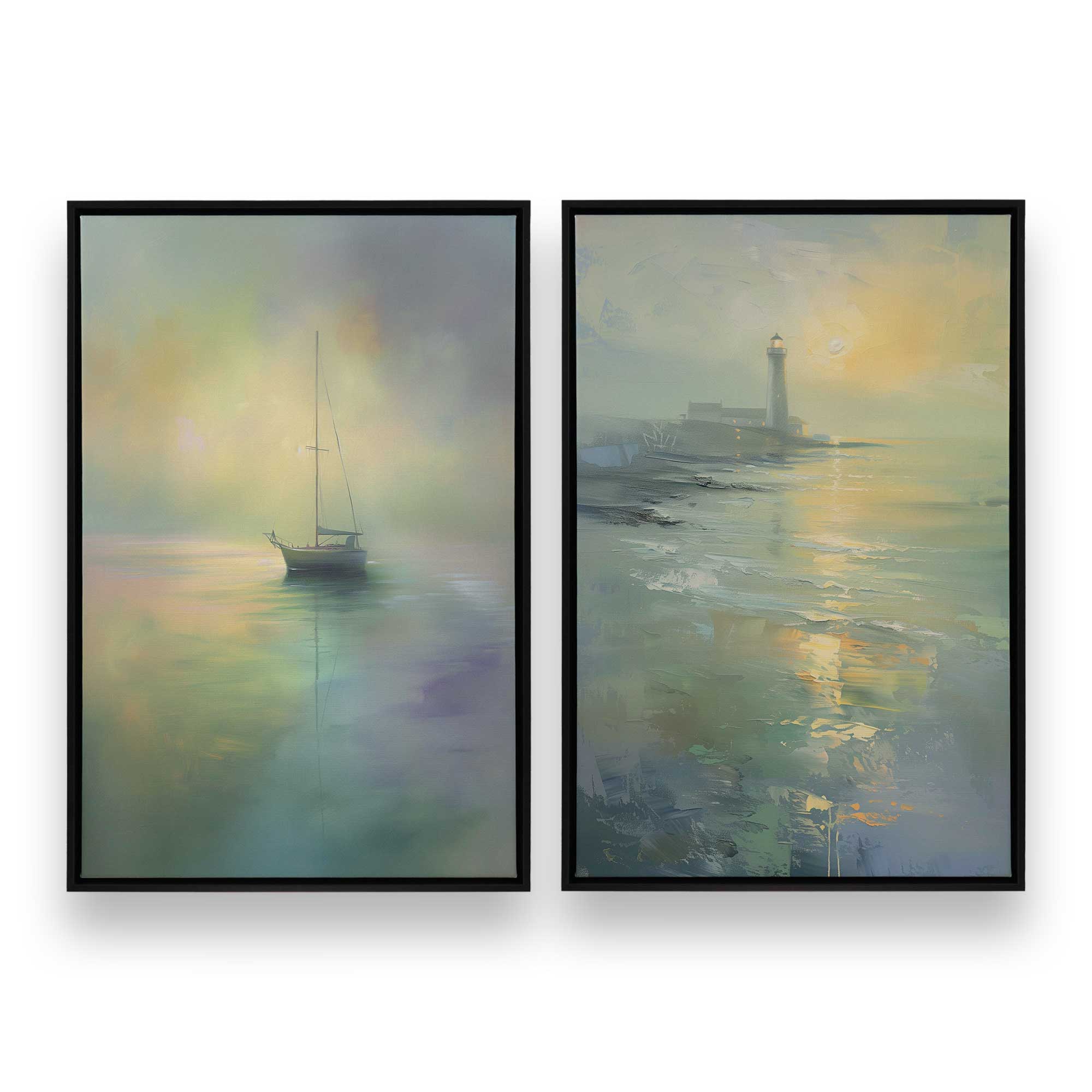 Guiding Light Set of 2 Canvas Wall Art Prints - Modern Home Decor for Living Room, Bedroom & Office